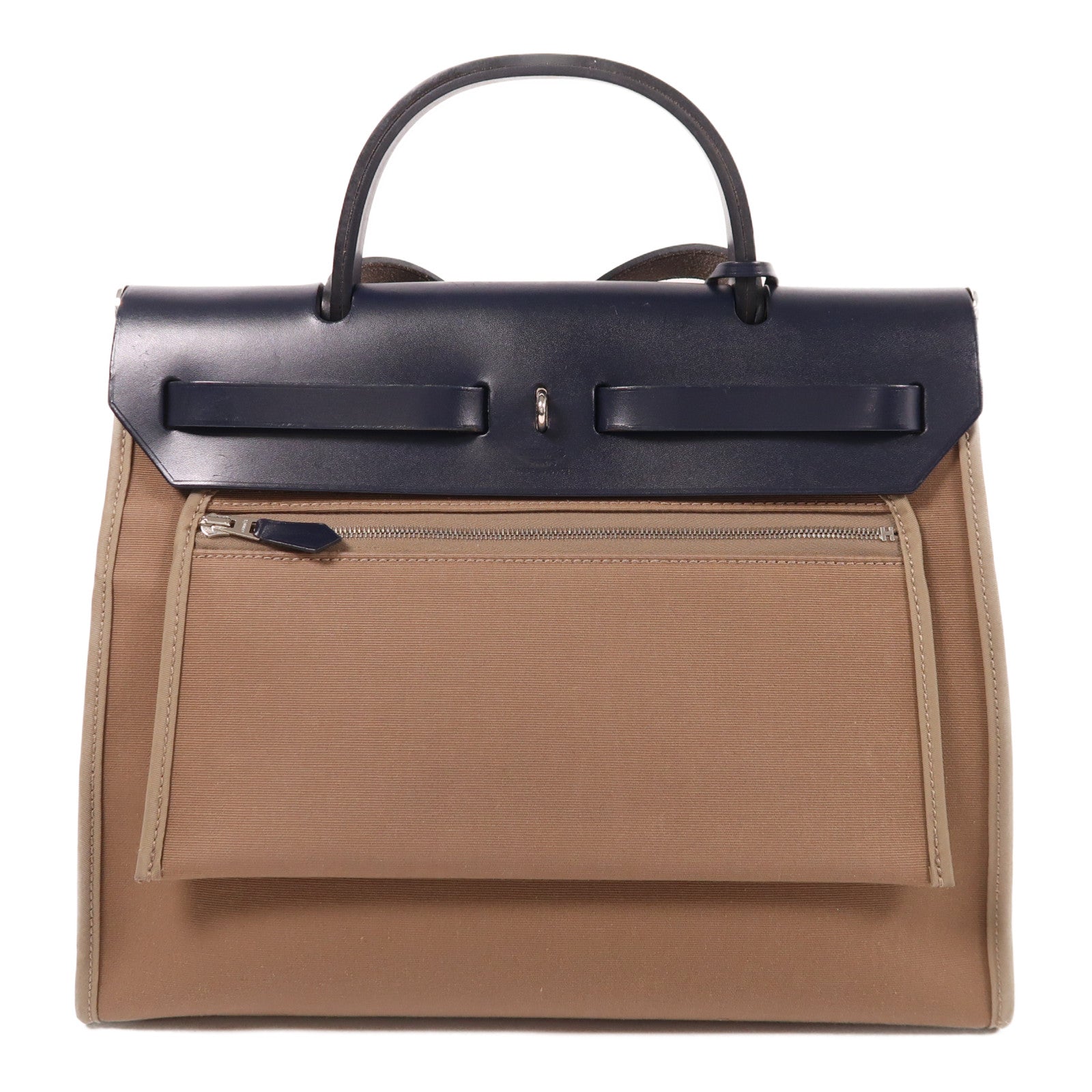HERMES 【激減優惠】帆布Herbag 31 PM銀扣手挽肩背兩用袋