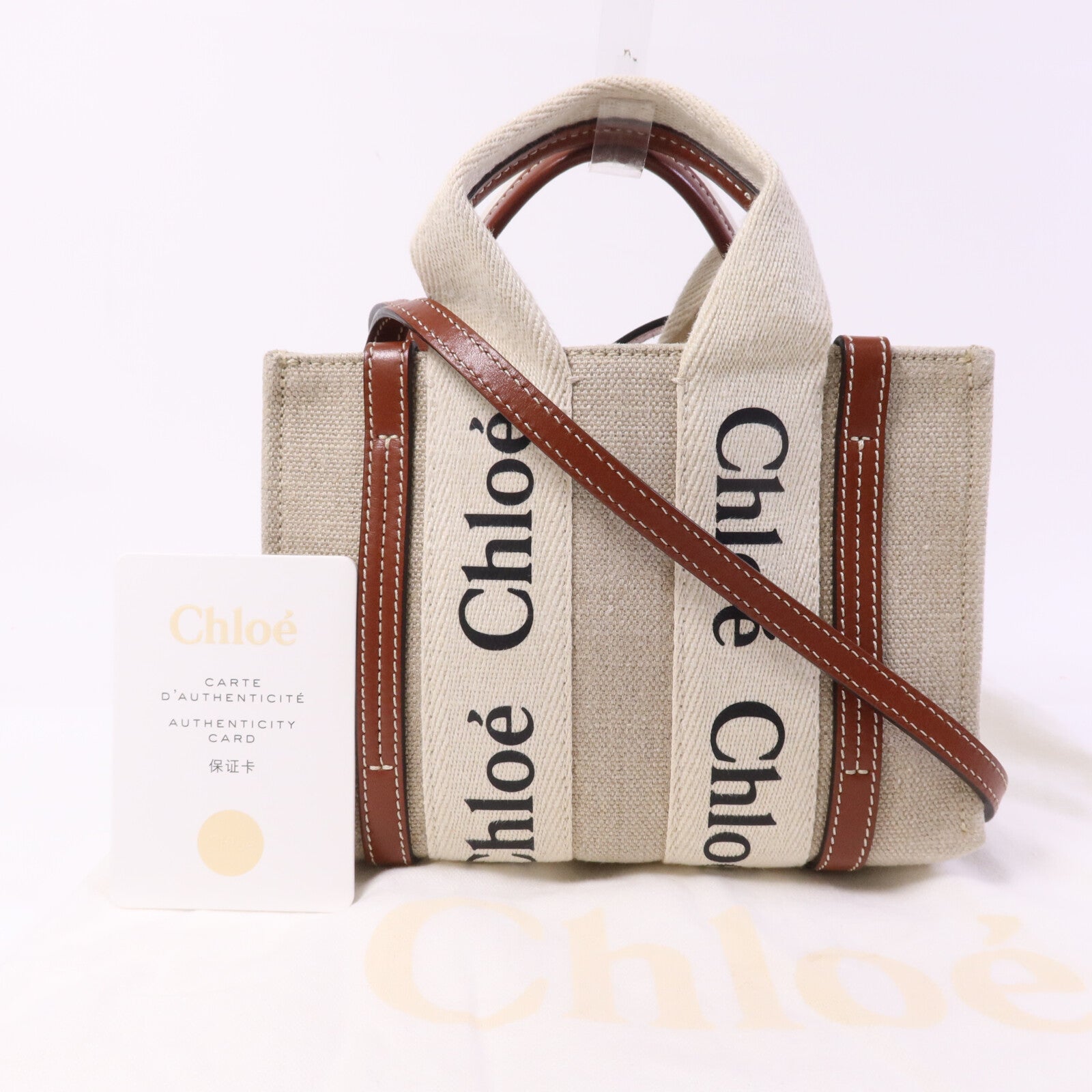 Chloe 帆布Mini Woody手挽肩背兩用袋