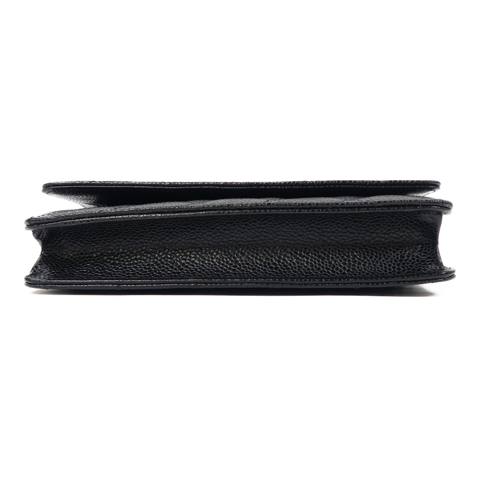 CHANEL 菱格Caviar皮革Wallet On Chain金扣鏈帶肩背袋黑色