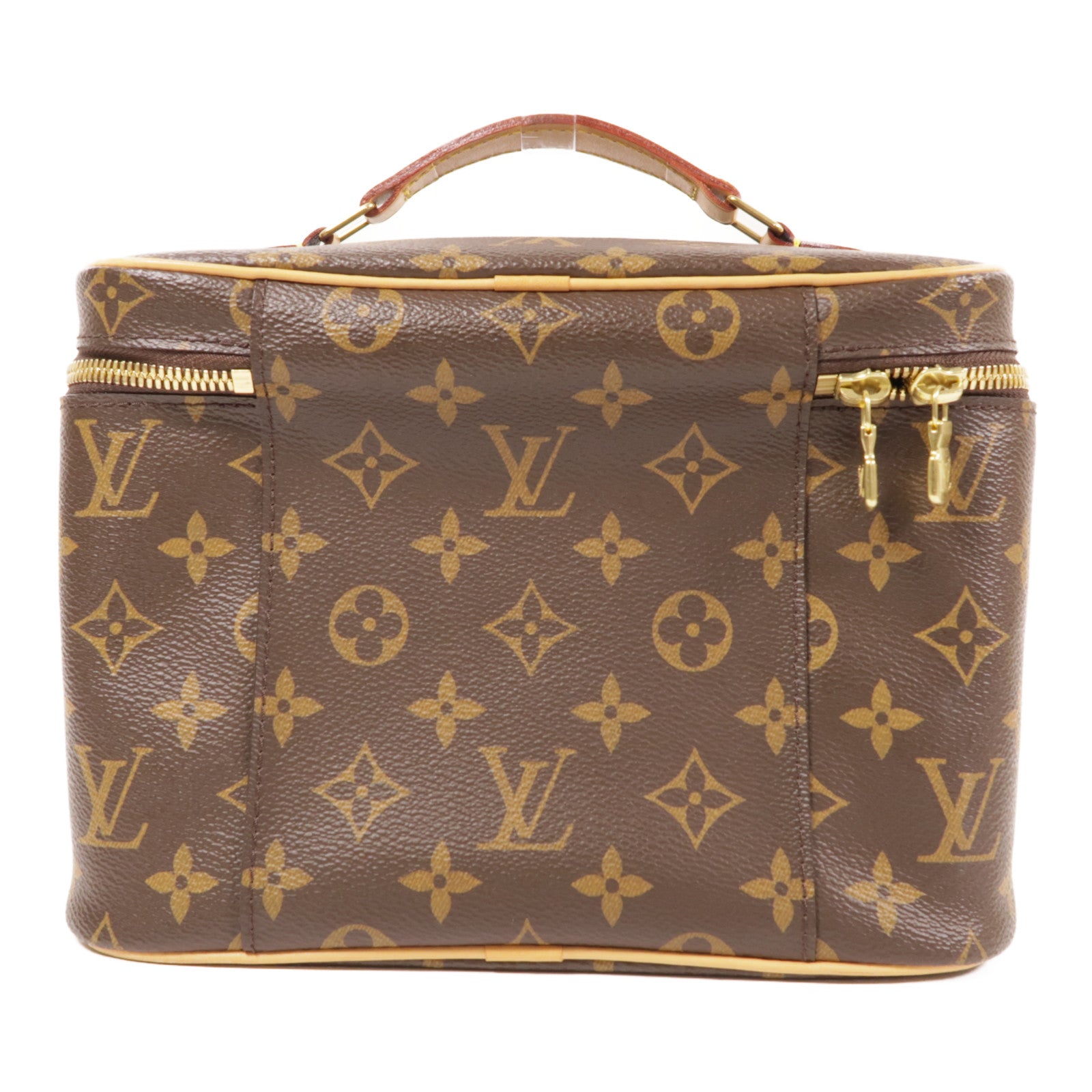 LOUIS VUITTON Monogram Nice BB金扣手挽袋棕色