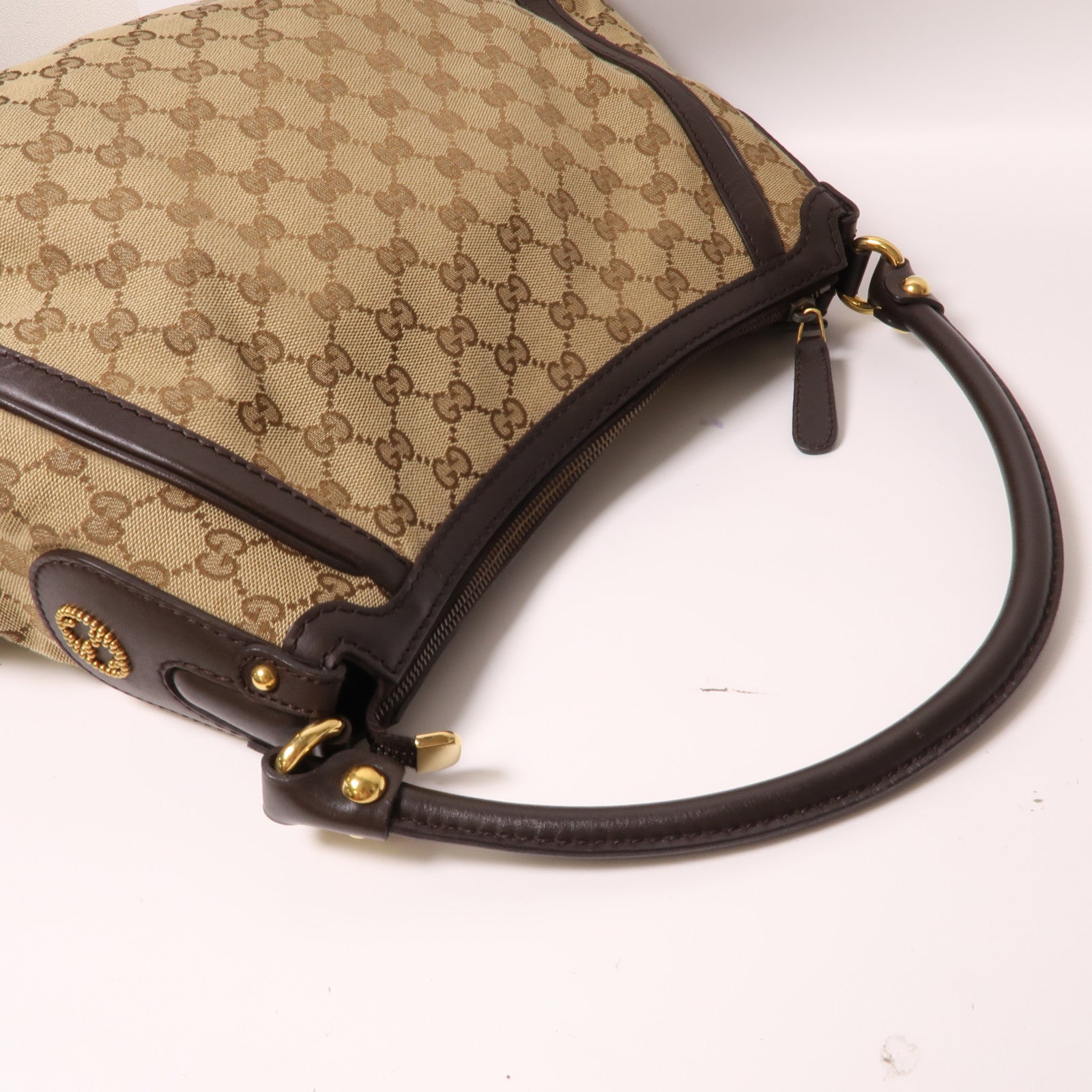 GUCCI 帆布Shoulder Bag金扣肩背袋啡色