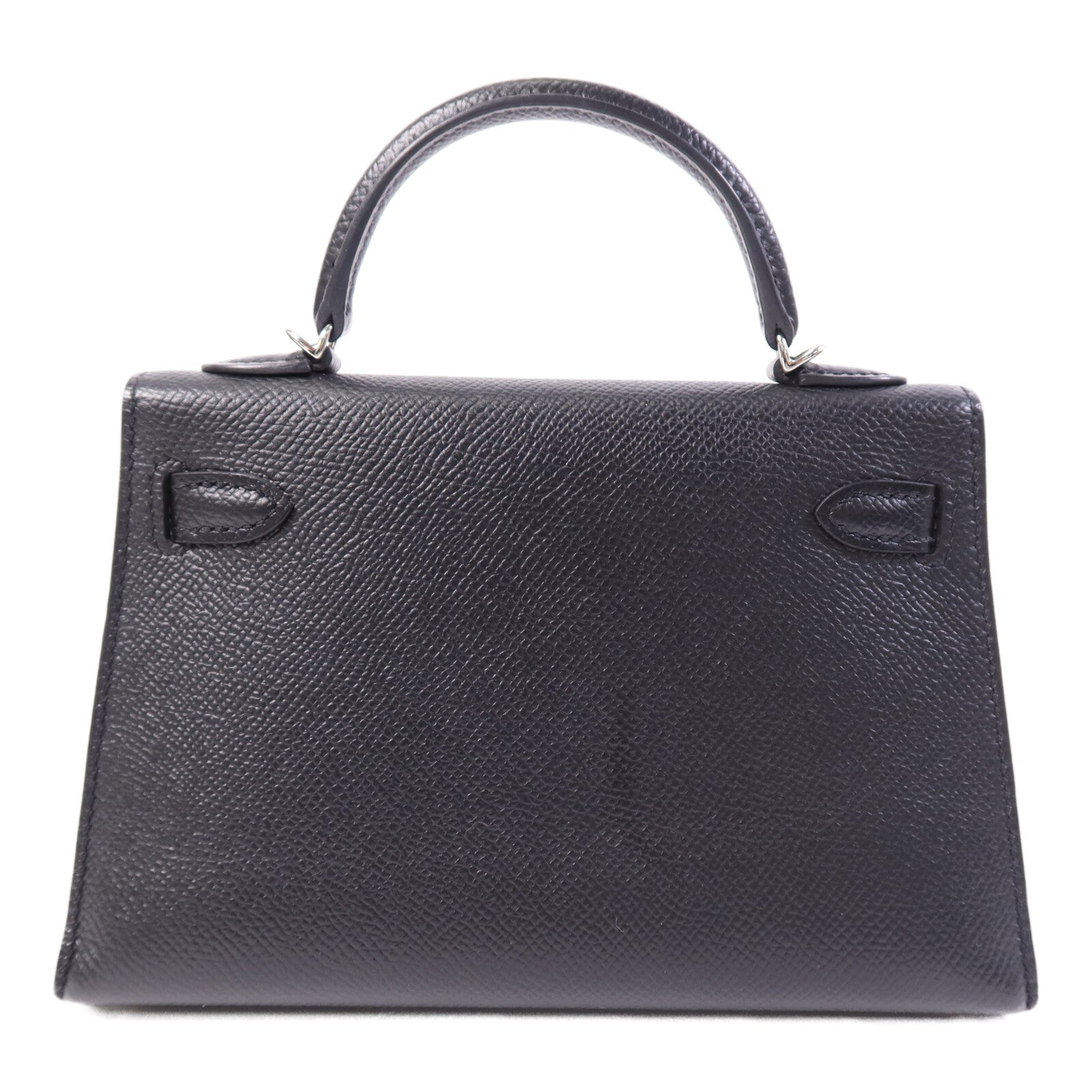 HERMES Epsom皮革Mini Kelly II銀扣手挽肩背兩用袋Noir