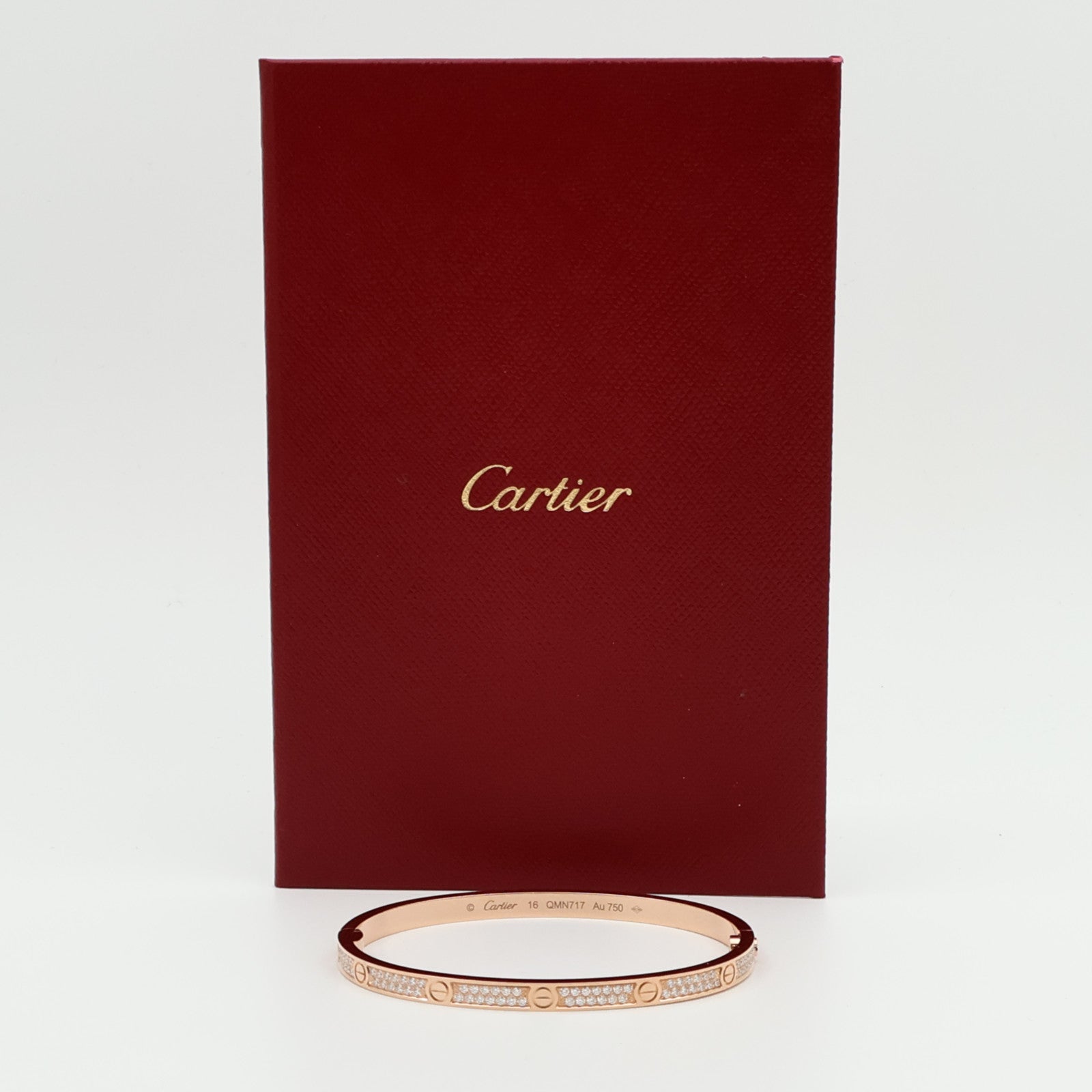 CARTIER 18K玫瑰金Love Bangle SM Paved鑽石手鐲Cartier#16