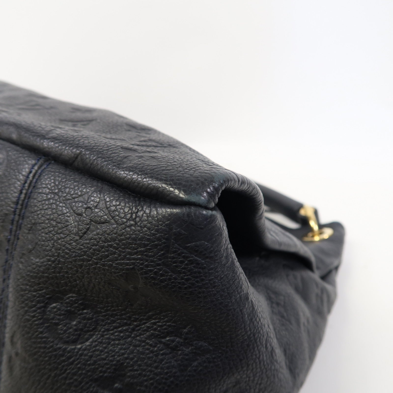 LOUIS VUITTON Monogram Empreinte Artsy MM金扣肩背袋深藍色
