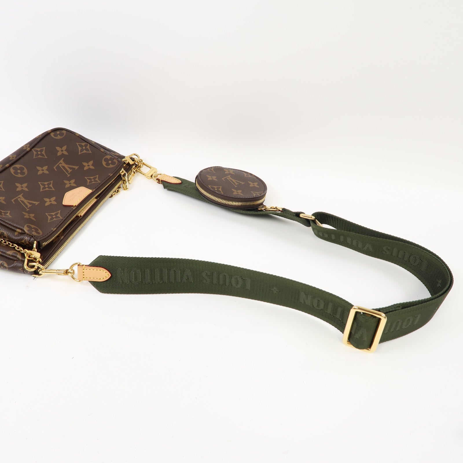 LOUIS VUITTON Monogram Multi Pochette Accessoires 金扣肩背袋啡色