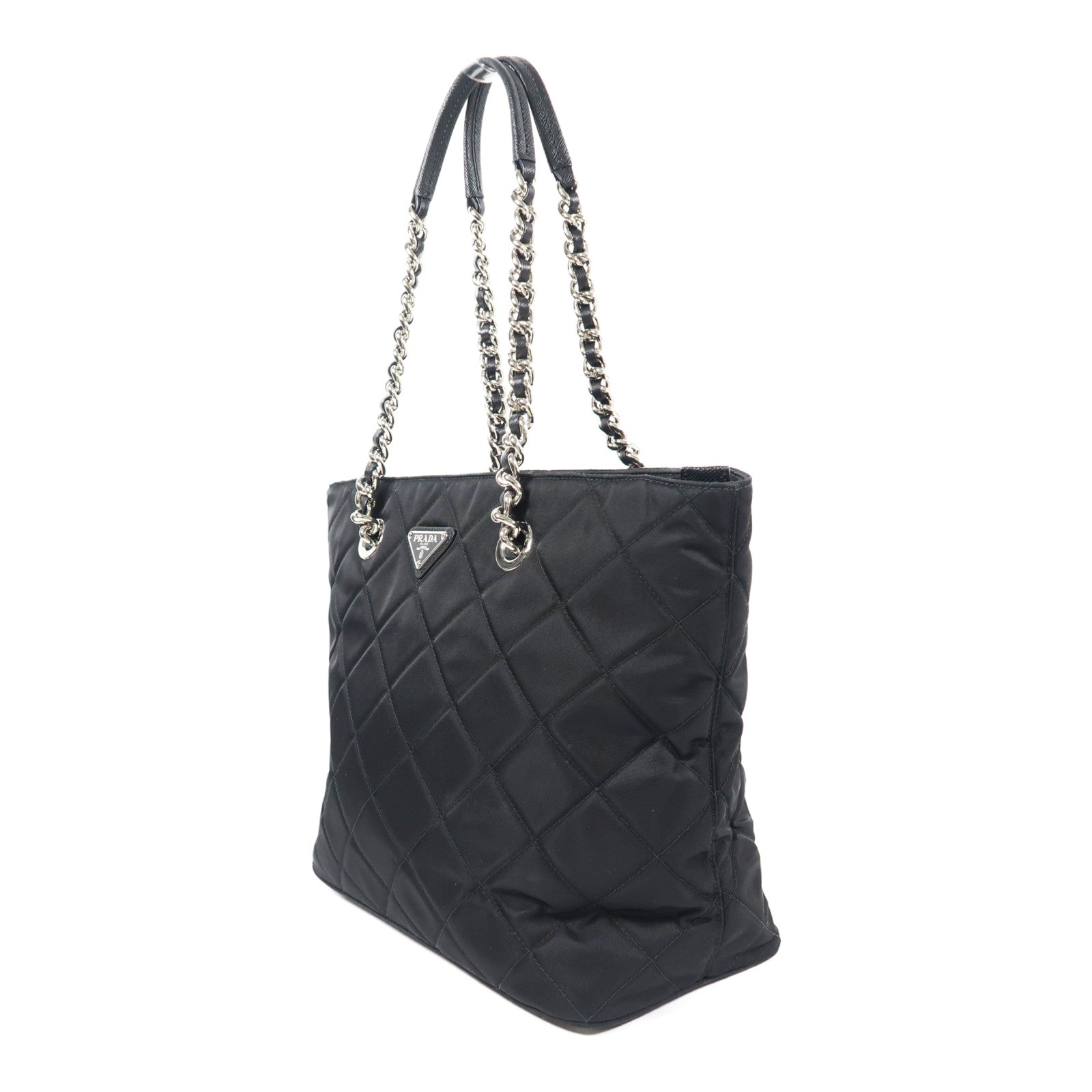 PRADA 尼龍Shoulder Bag銀扣鏈帶肩背袋