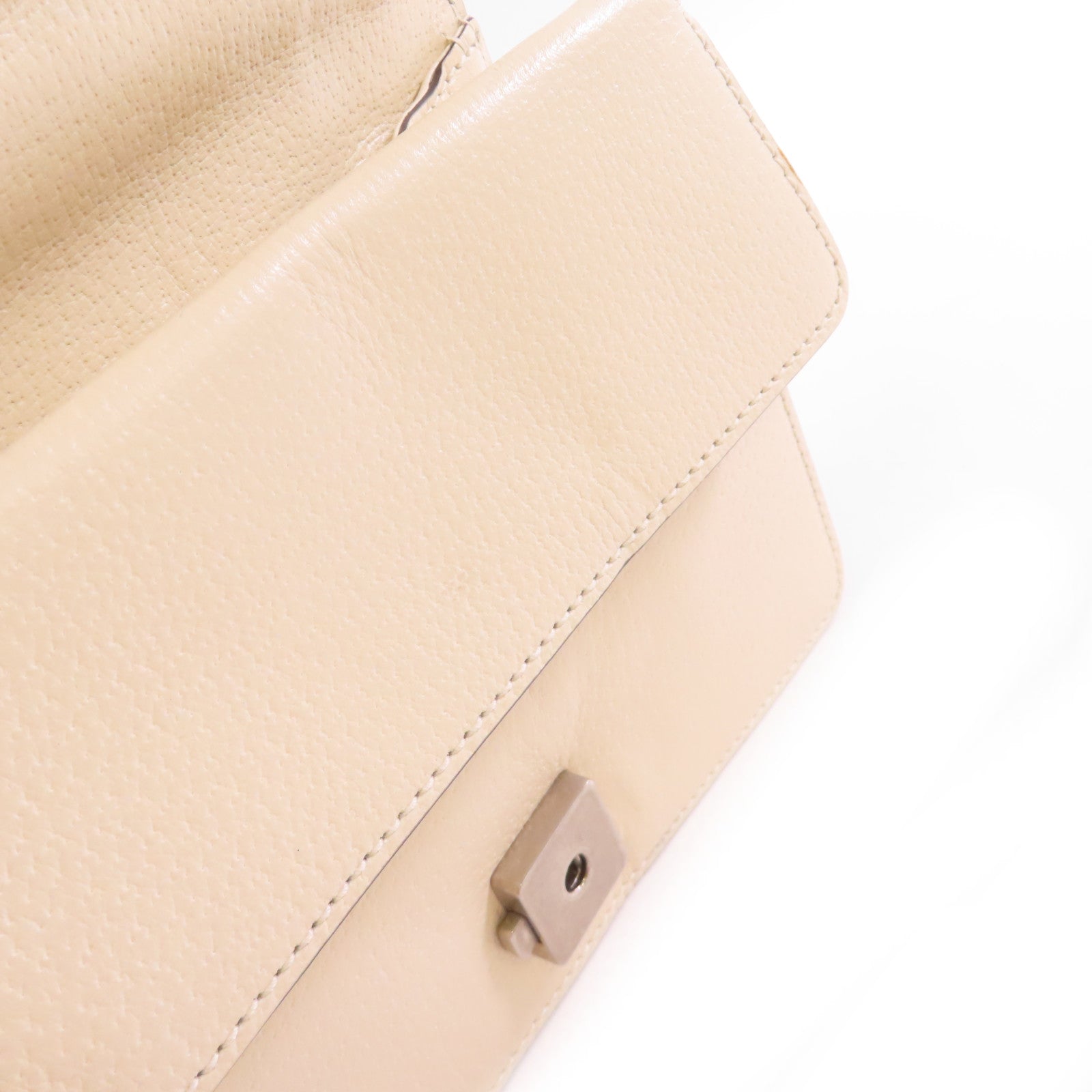 GUCCI 【激減優惠】牛皮皮革Dionysus Mini Shoulder Bag銀扣鏈帶肩背袋米白色