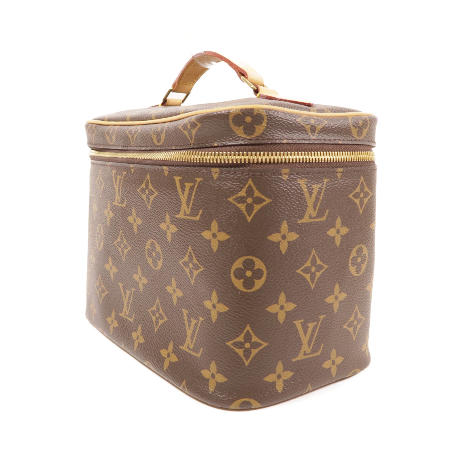 LOUIS VUITTON Monogram Nice BB金扣手挽袋棕色