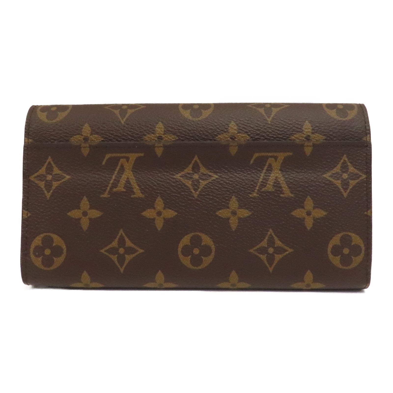 LOUIS VUITTON Monogram Long Wallet金扣啪鈕長錢包啡色