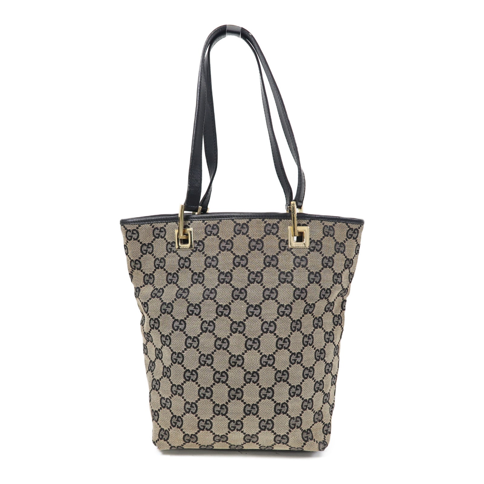 GUCCI 帆布Pochette金扣肩背袋藍色/米色