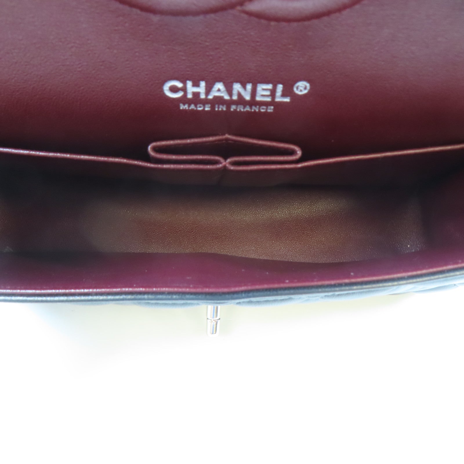 CHANEL 【激減優惠】菱格羊皮皮革Classic 25cm銀扣鏈帶肩背袋黑色