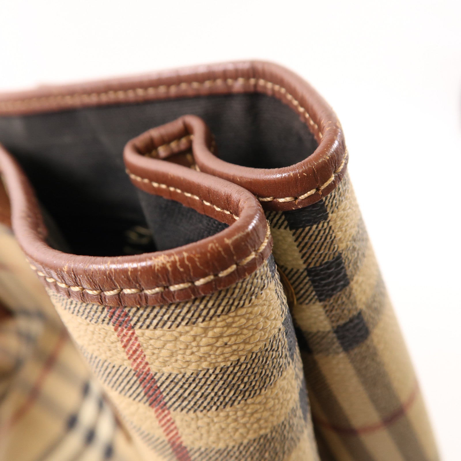 BURBERRY 塗層帆布/牛皮皮革Tote Bag銀扣手挽袋