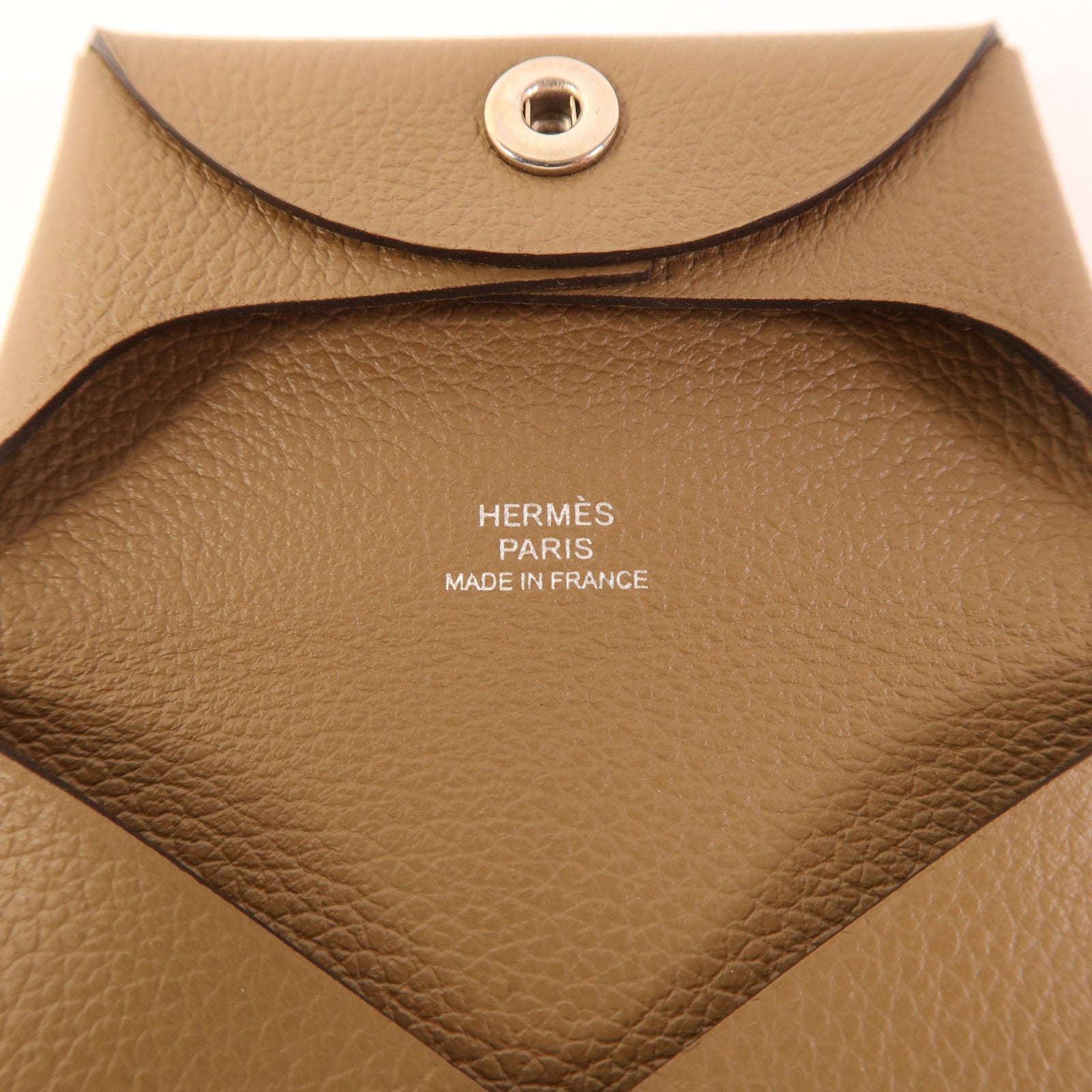 HERMES Evercolor皮革Bastia Change Purse銀扣零錢包Etoupe
