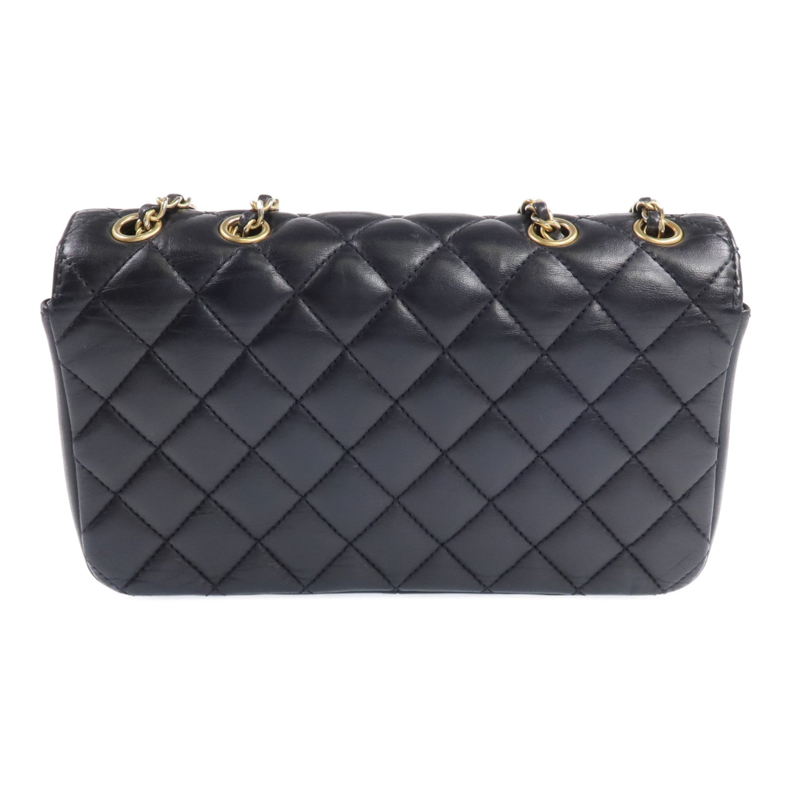 CHANEL 羊皮皮革Chain Shoulder金扣鏈帶肩背袋