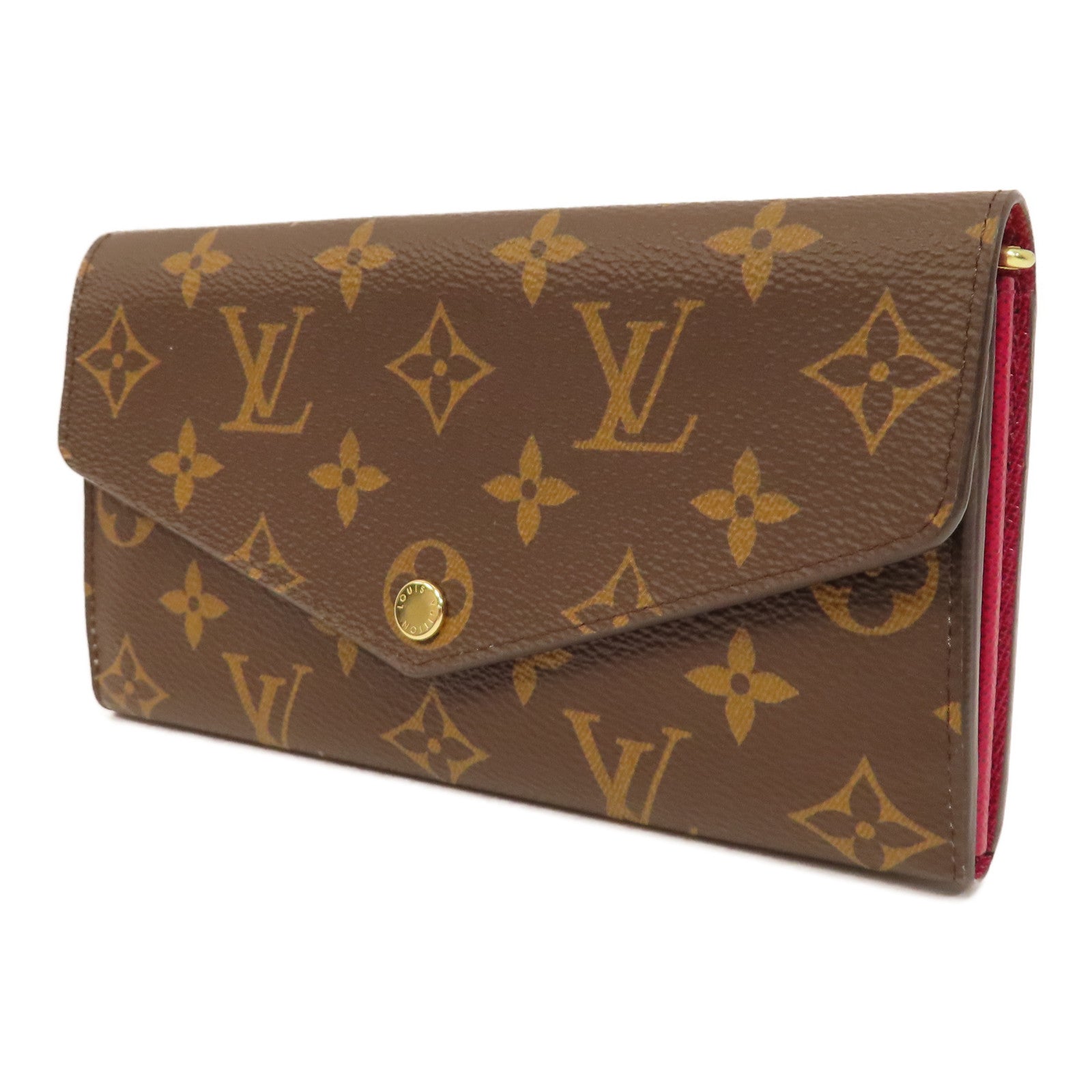 LOUIS VUITTON Monogram Long Wallet金扣啪鈕長錢包啡色