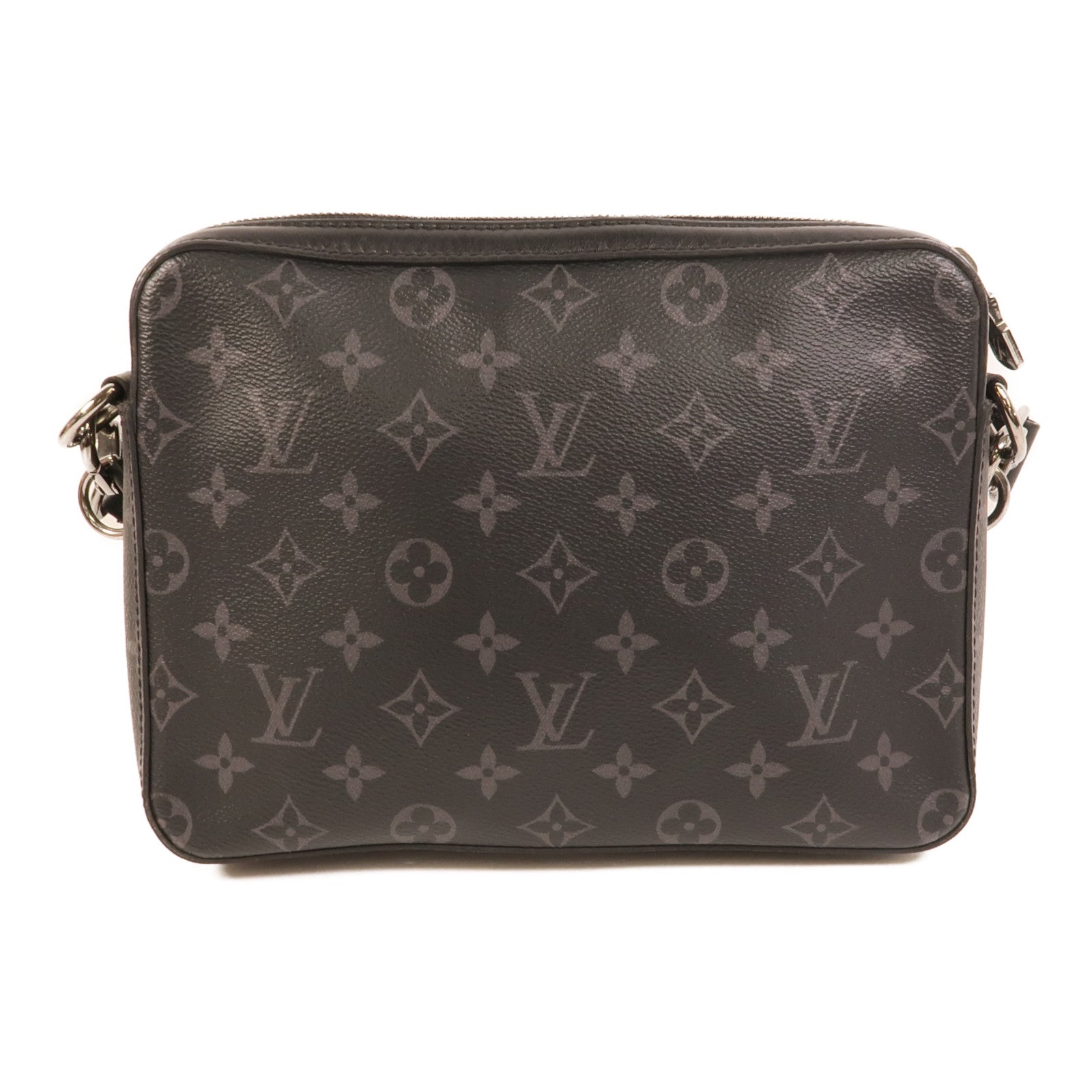 LOUIS VUITTON Monogram Eclipse Reverse Trio Messenger銀扣肩背袋灰色