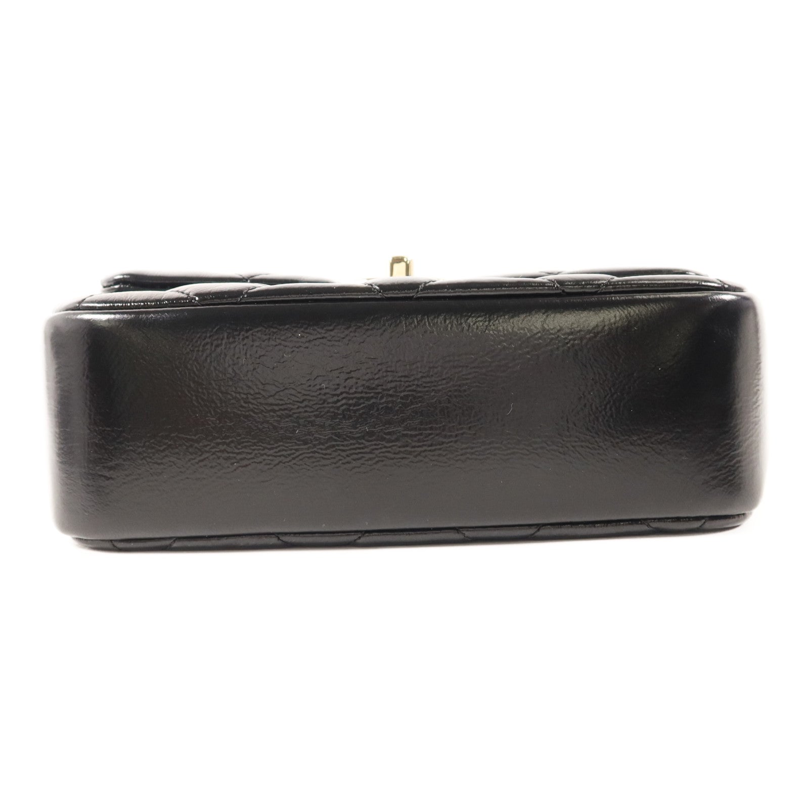 CHANEL 牛皮皮革Mini Flap With Handle金扣鏈帶手挽肩背兩用袋