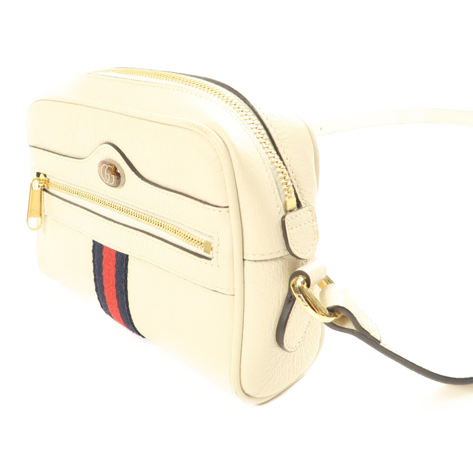 GUCCI GG GHW Ophidia Mini Shoulder Bag Calfskin Leather 517350 White