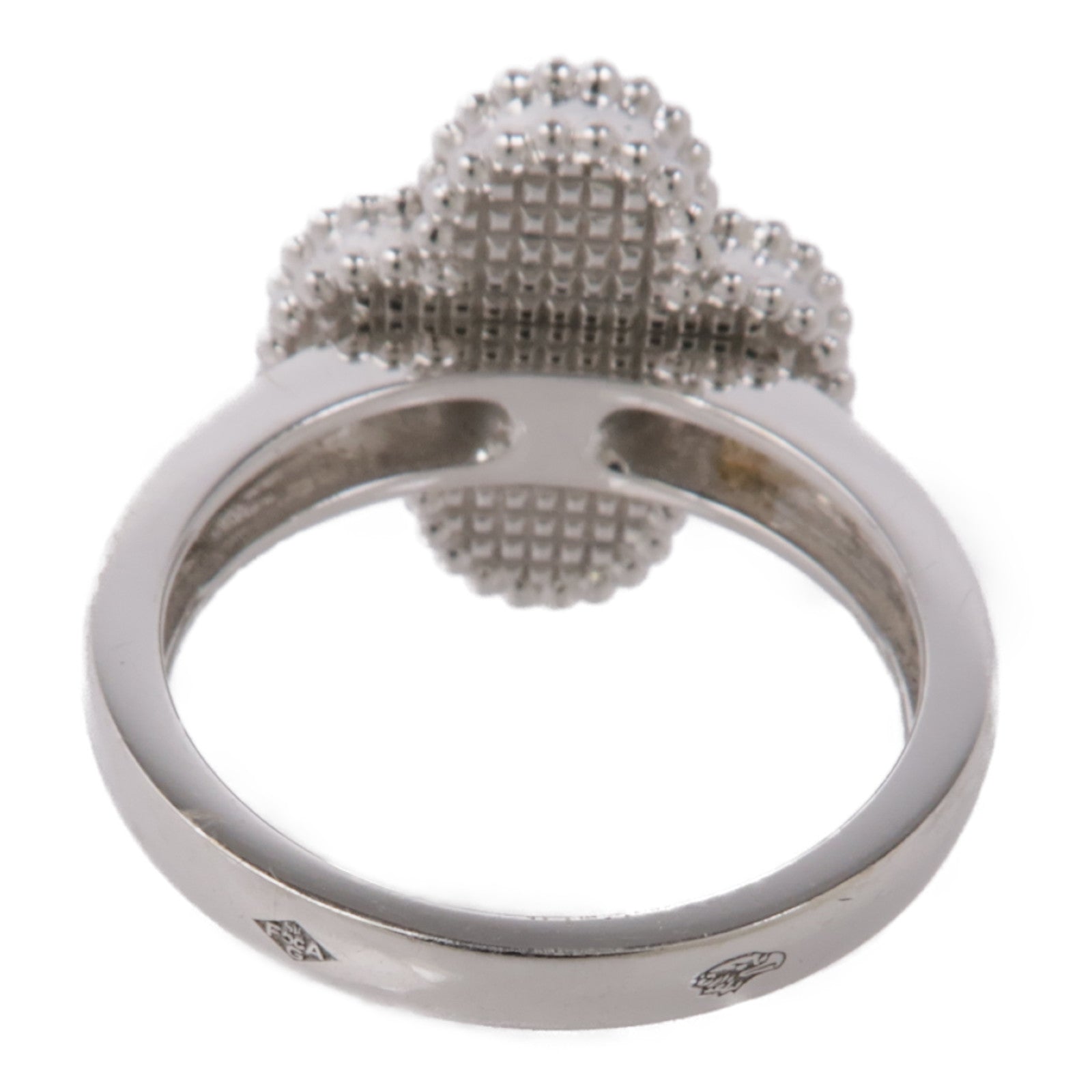 Van Cleef & Arpels 18K白金Vintage Alhambra Ring鑽石/珍珠母貝戒指#6.25