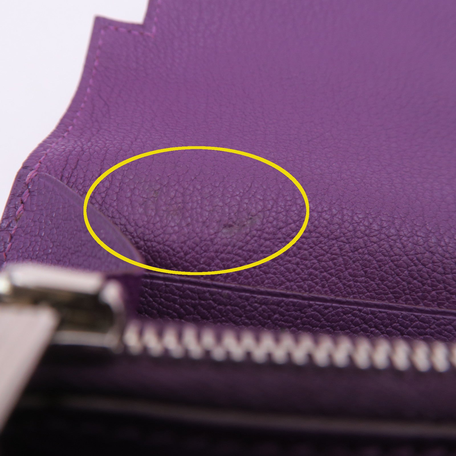 HERMES 【激減優惠】Chevre皮革Kelly Long Wallet銀扣長錢包鱷魚紫色