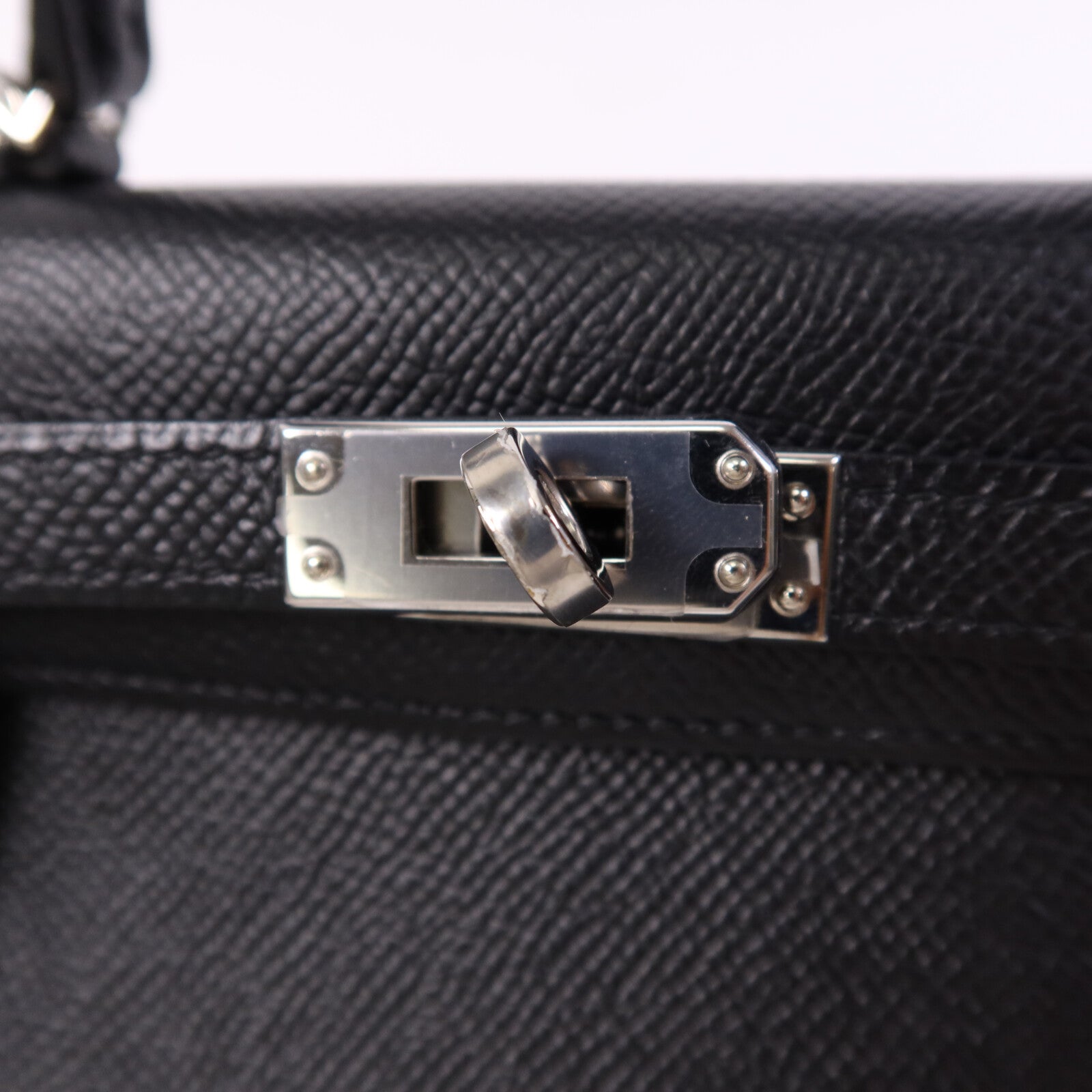 HERMES Epsom皮革Mini Kelly II銀扣手挽肩背兩用袋Noir