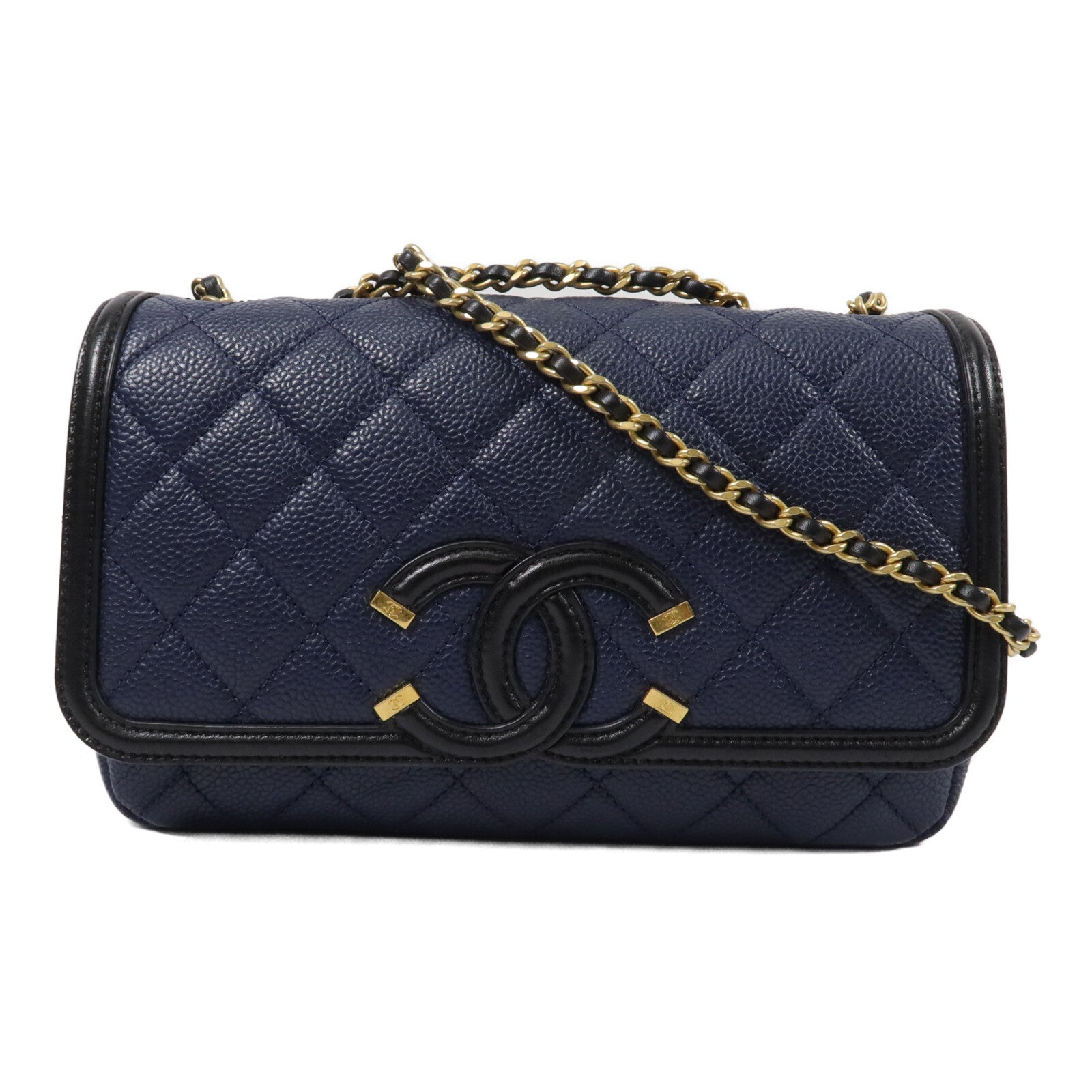 CHANEL 牛皮皮革CC Filigree Small Flap Bag鏈帶肩背袋