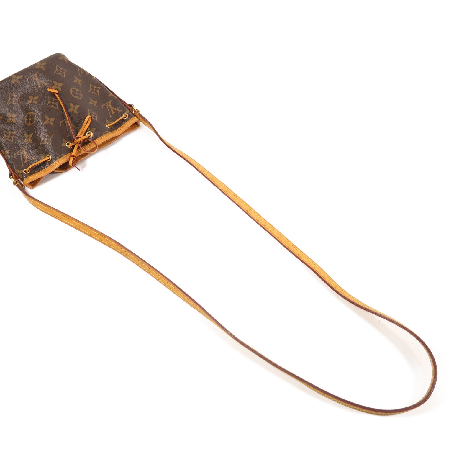 LOUIS VUITTON Monogram Nano Noe金扣肩背袋棕色