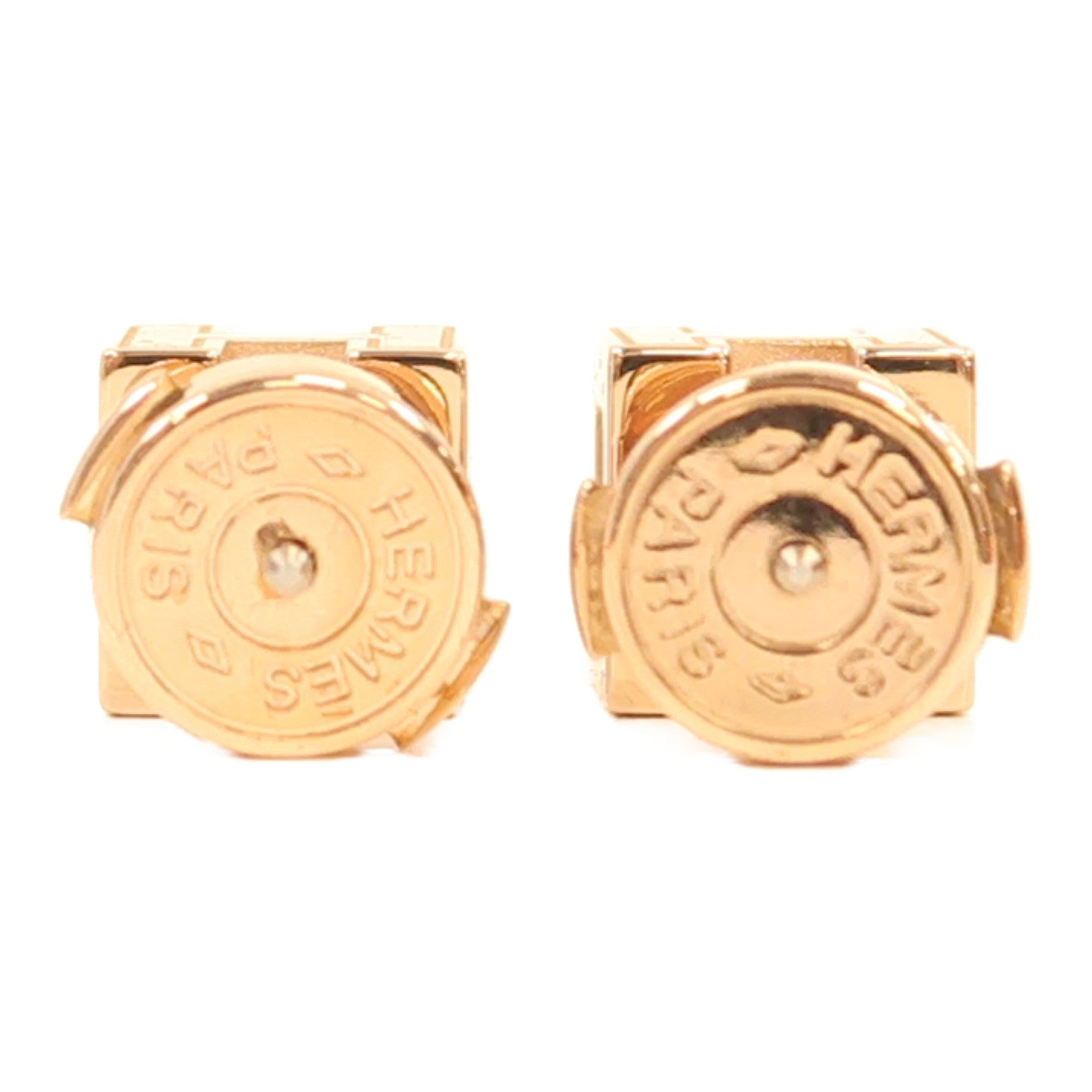 HERMES 金屬H Cube耳環白色/金色