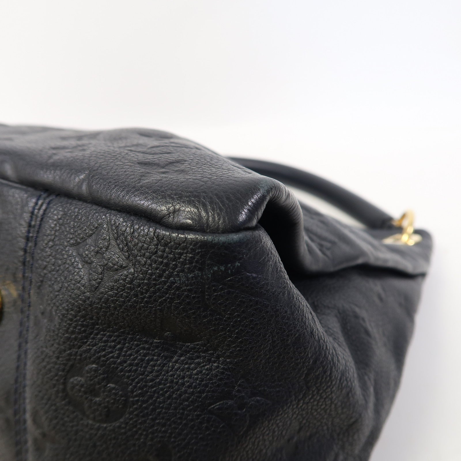 LOUIS VUITTON Monogram Empreinte Artsy MM金扣肩背袋深藍色