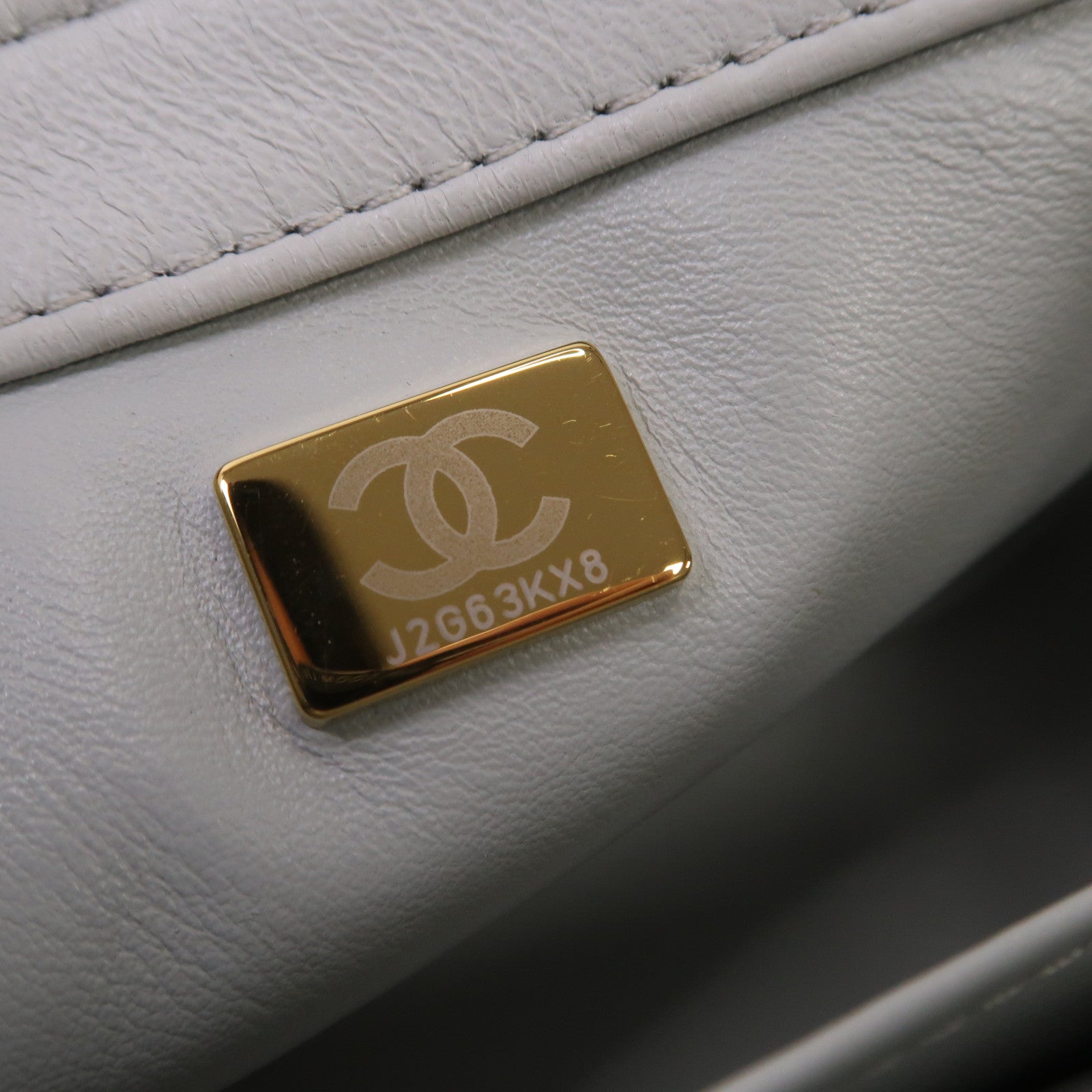 CHANEL 菱格羊皮皮革Gold Ball Mini Flap 17cm金扣鏈帶肩背袋淺灰色