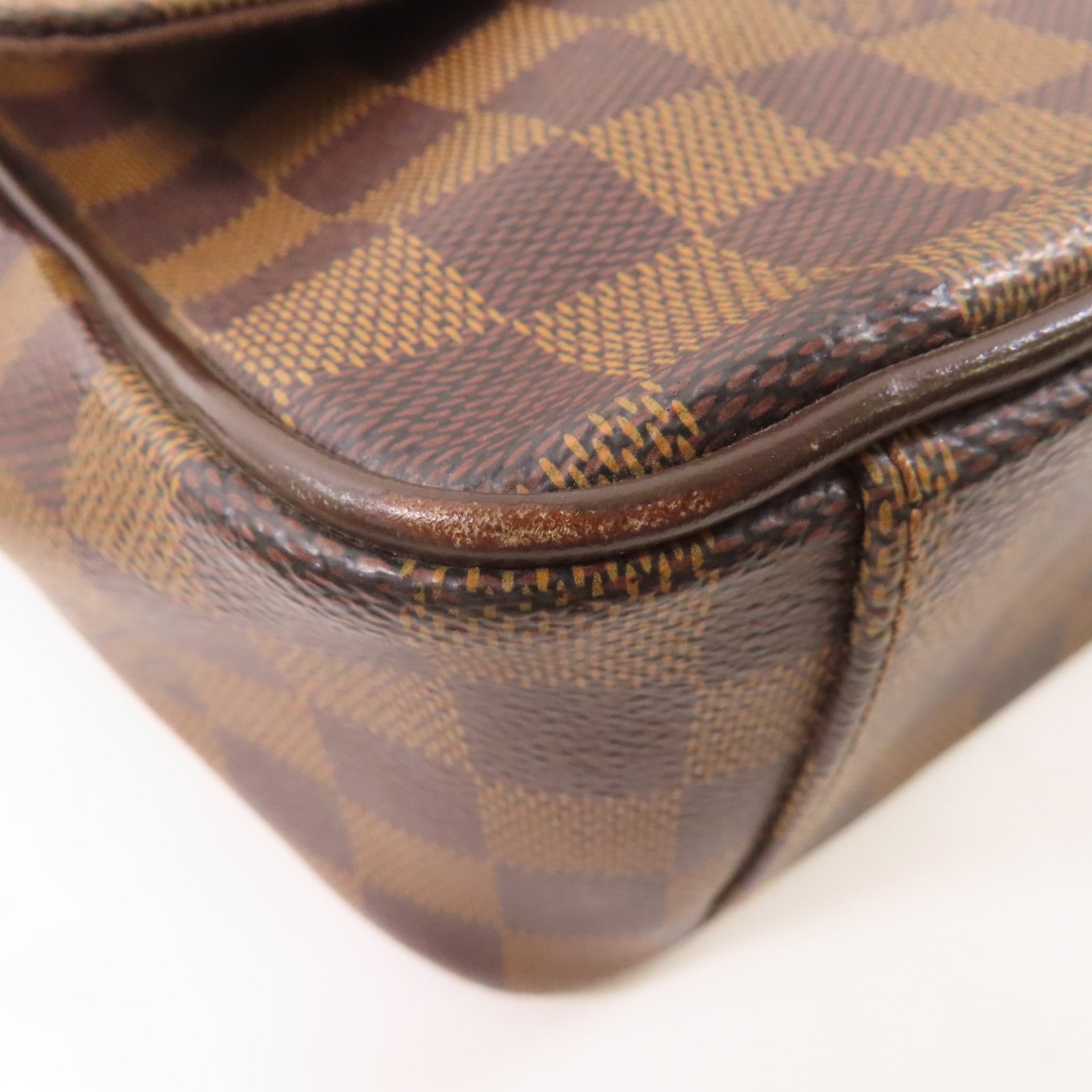 LOUIS VUITTON Damier Shelton MM金扣肩背袋棕色