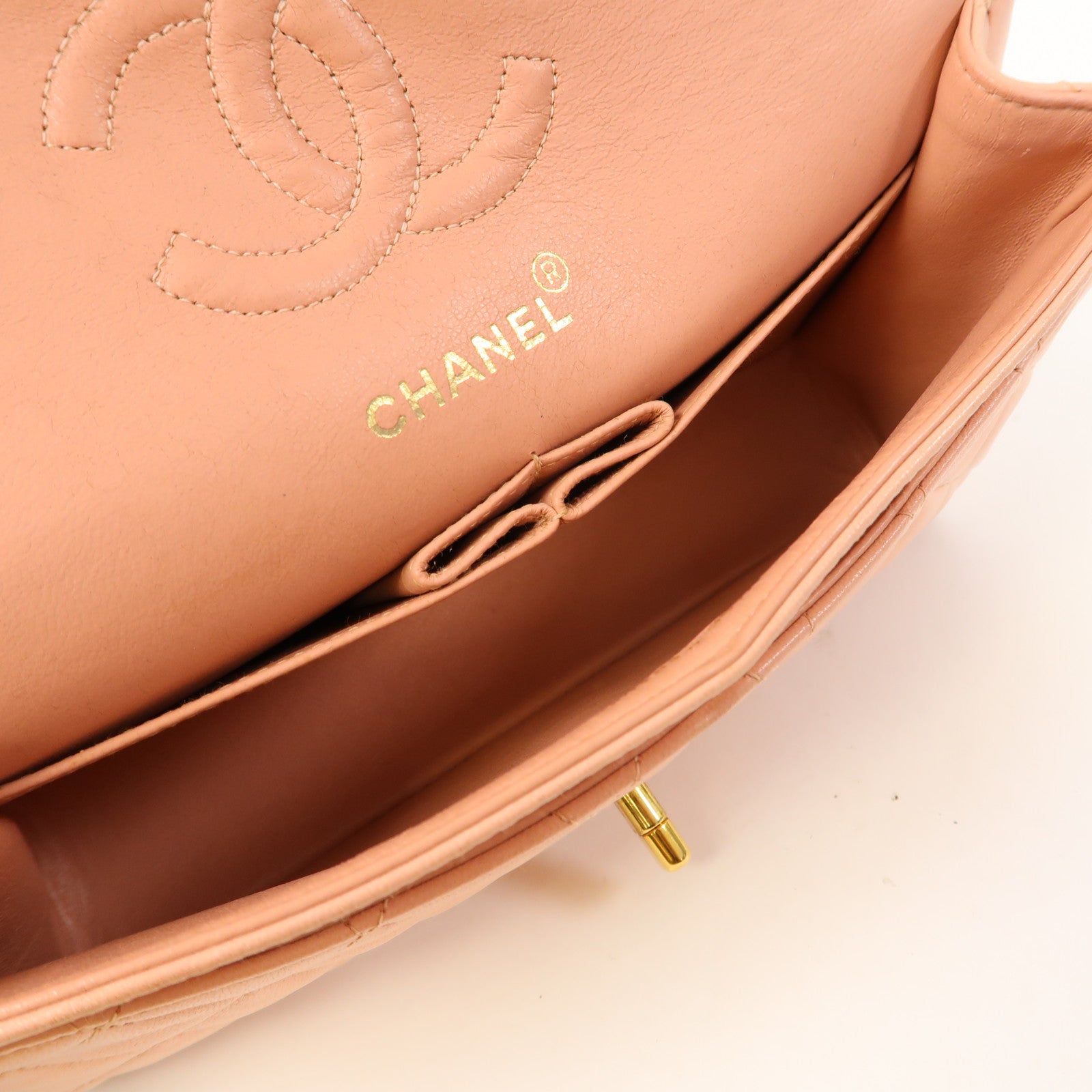 CHANEL 【激減優惠】菱格羊皮皮革Chain Shoulder金扣鏈帶肩背袋粉紅色