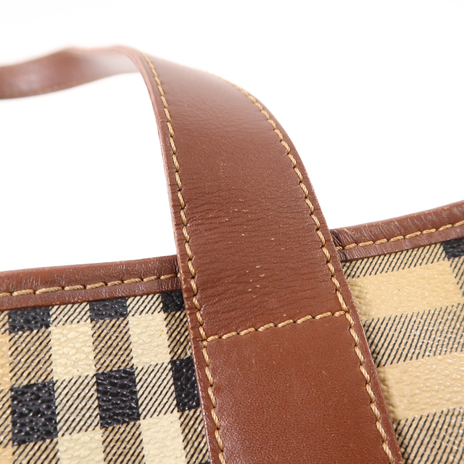 BURBERRY 塗層帆布/牛皮皮革Tote Bag銀扣手挽袋