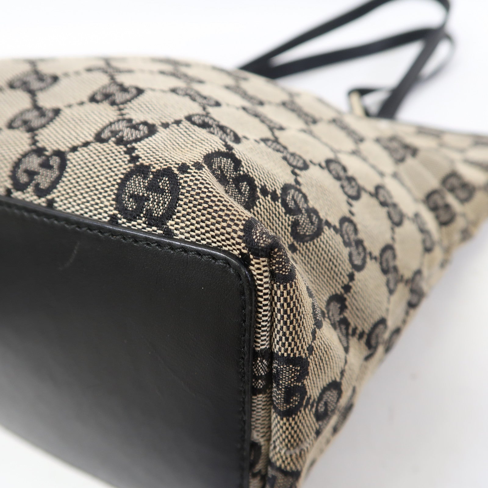 GUCCI 帆布Pochette金扣肩背袋藍色/米色