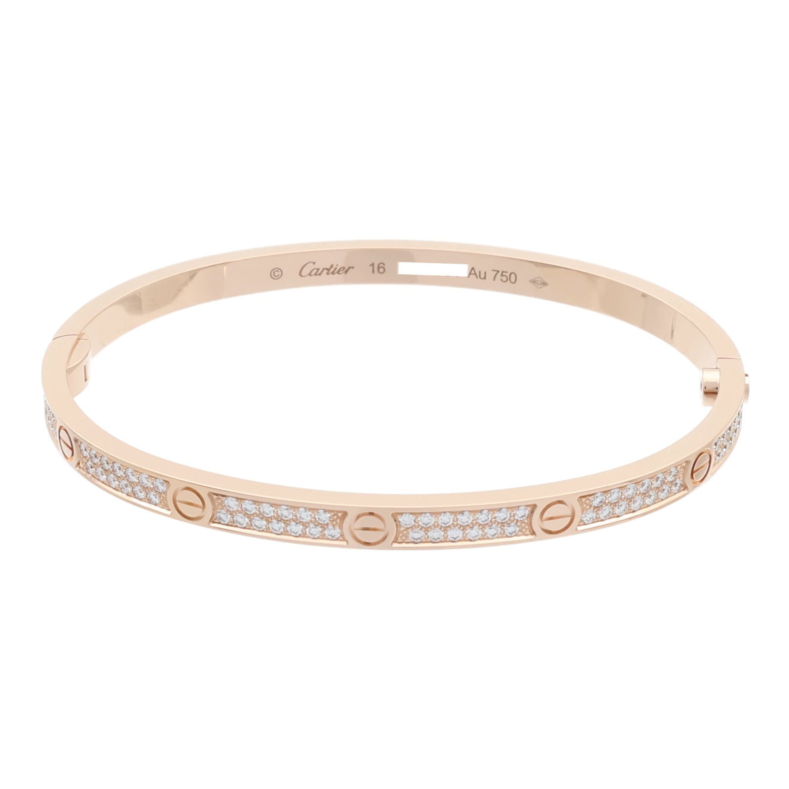 CARTIER 18K玫瑰金Love Bangle SM Paved鑽石手鐲Cartier#16