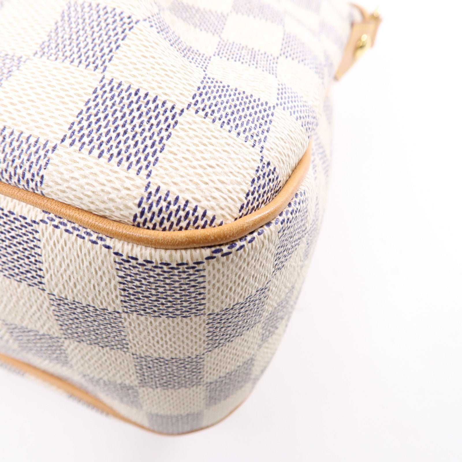 LOUIS VUITTON Damier Azur Siracusa金扣肩背袋白色