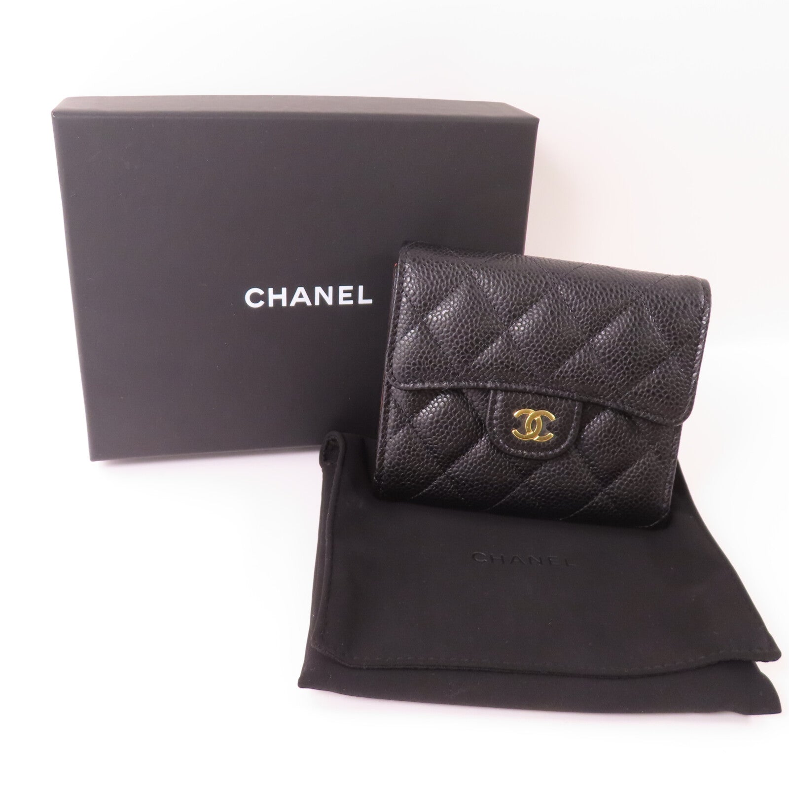CHANEL 牛皮皮革Classic Wallet金扣短錢包