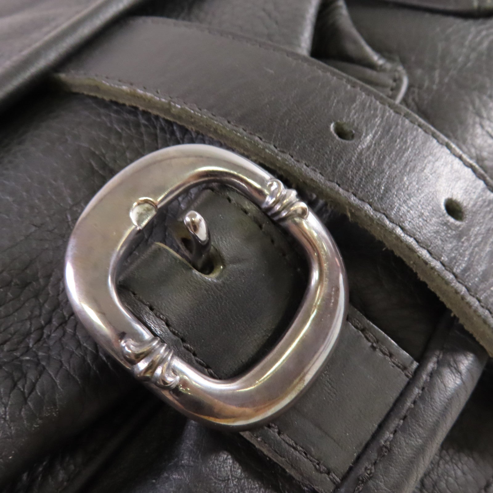 CHROME HEARTS 牛皮皮革Shoulder Bag銀扣肩背袋黑色