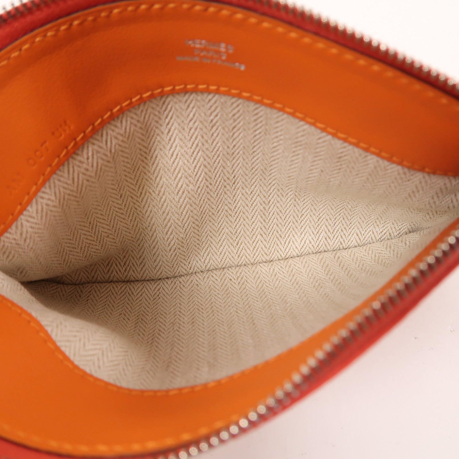 HERMES Swift皮革Tohubohu Pouch銀扣手拿包Capucine