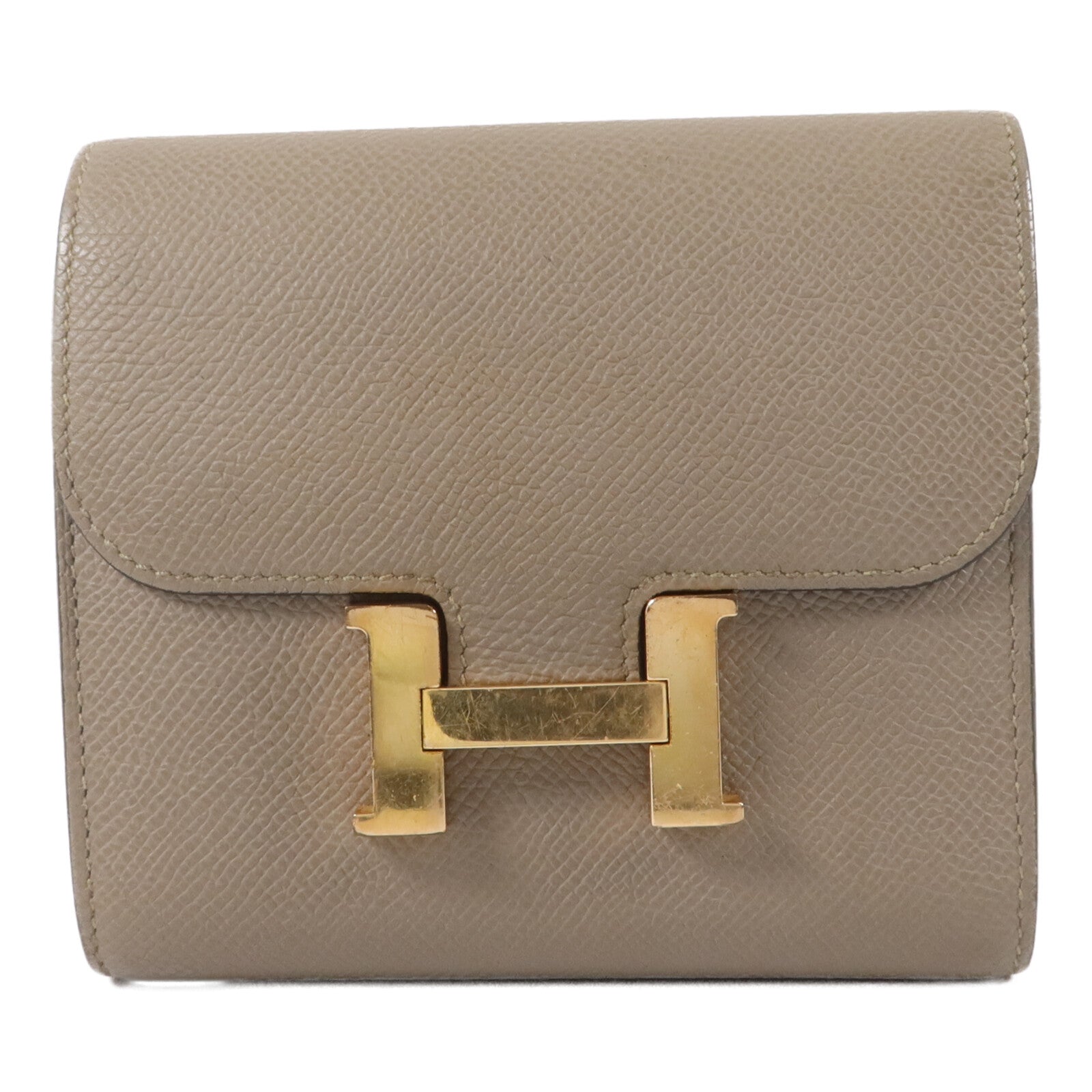 HERMES Epsom皮革Constance Compact Wallet錢包Gris Asphalte