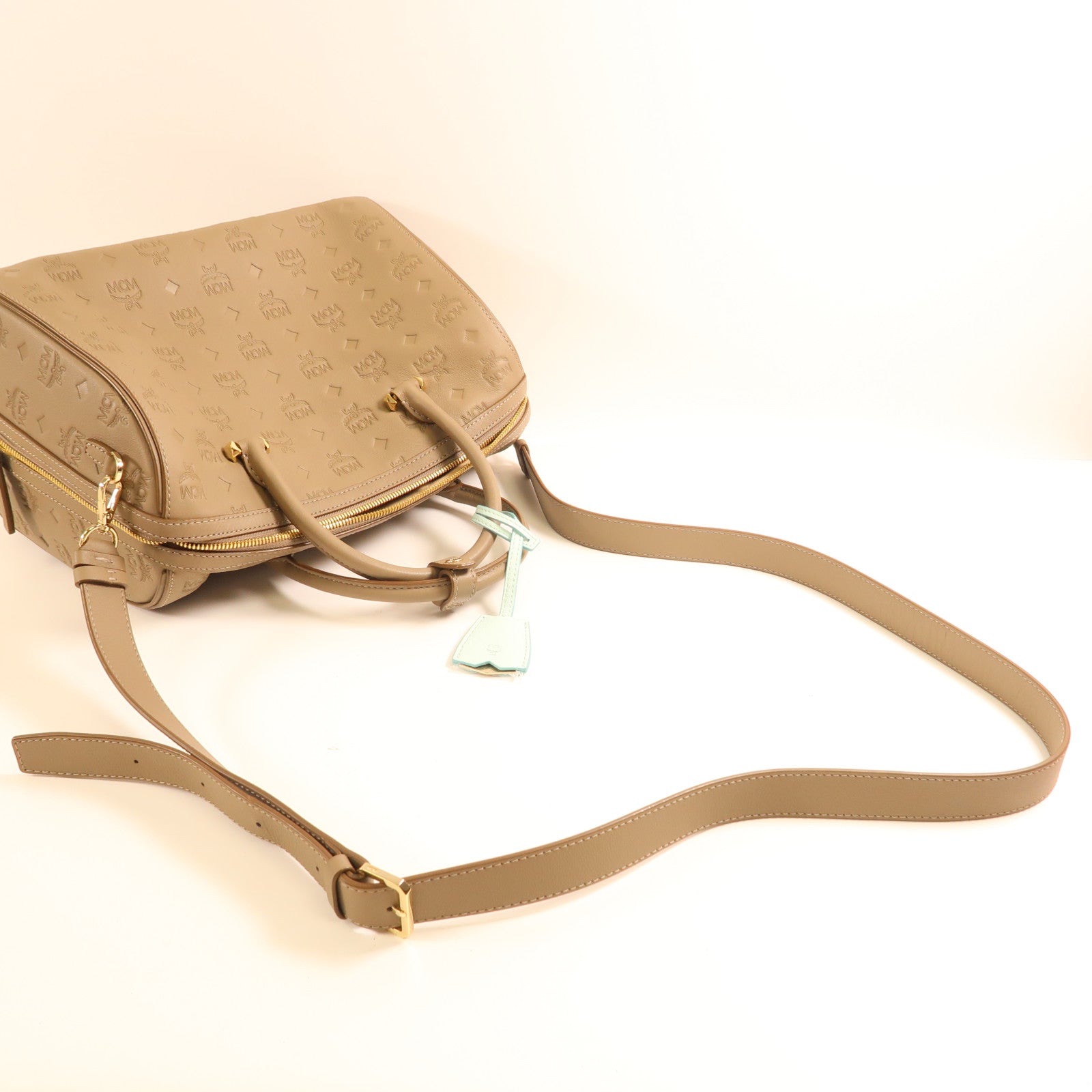 MCM 牛皮皮革Shoulder Bag金扣手挽肩背兩用袋