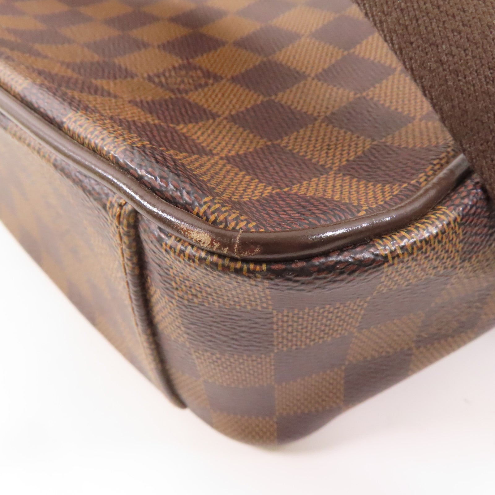 LOUIS VUITTON Damier Shelton MM金扣肩背袋棕色