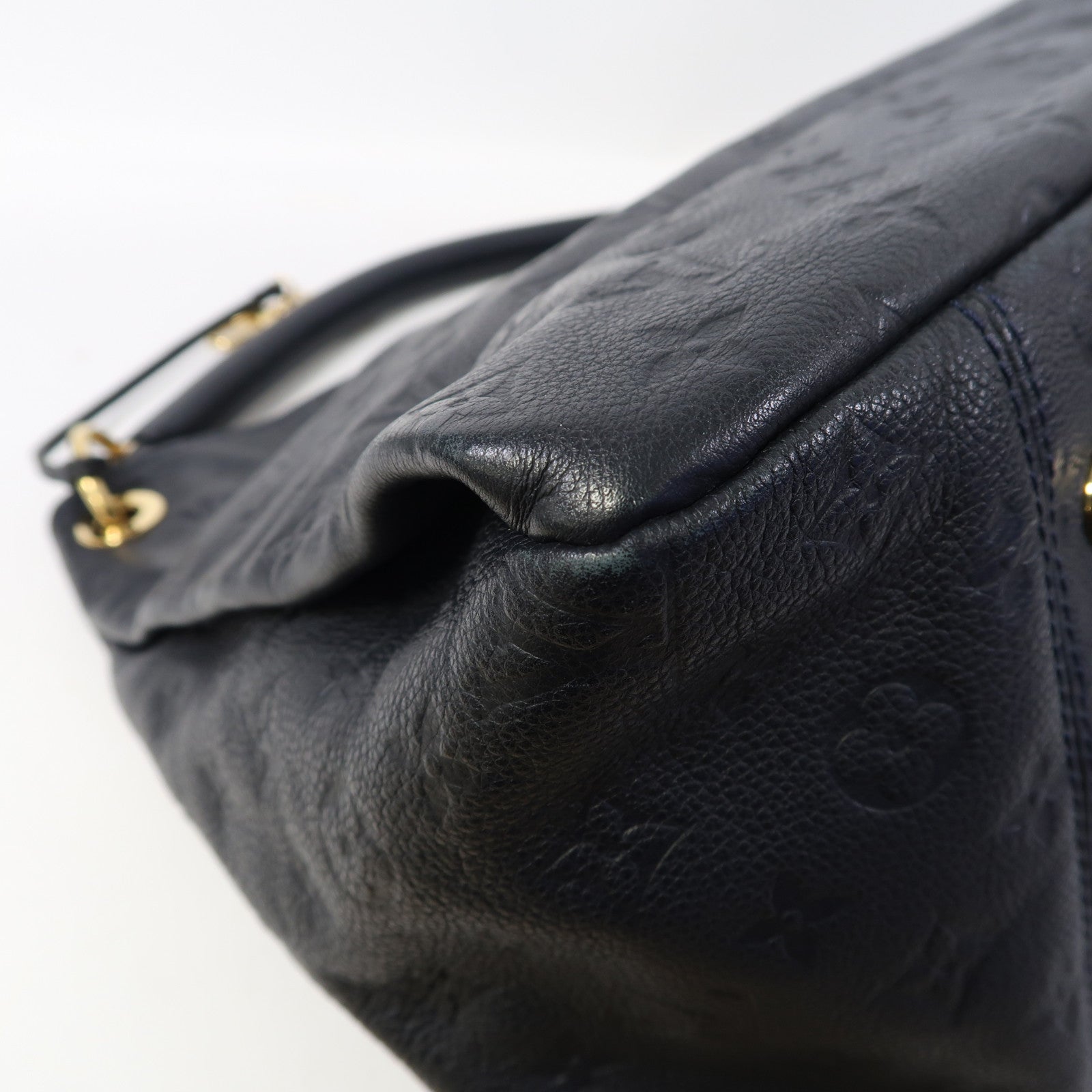 LOUIS VUITTON Monogram Empreinte Artsy MM金扣肩背袋深藍色