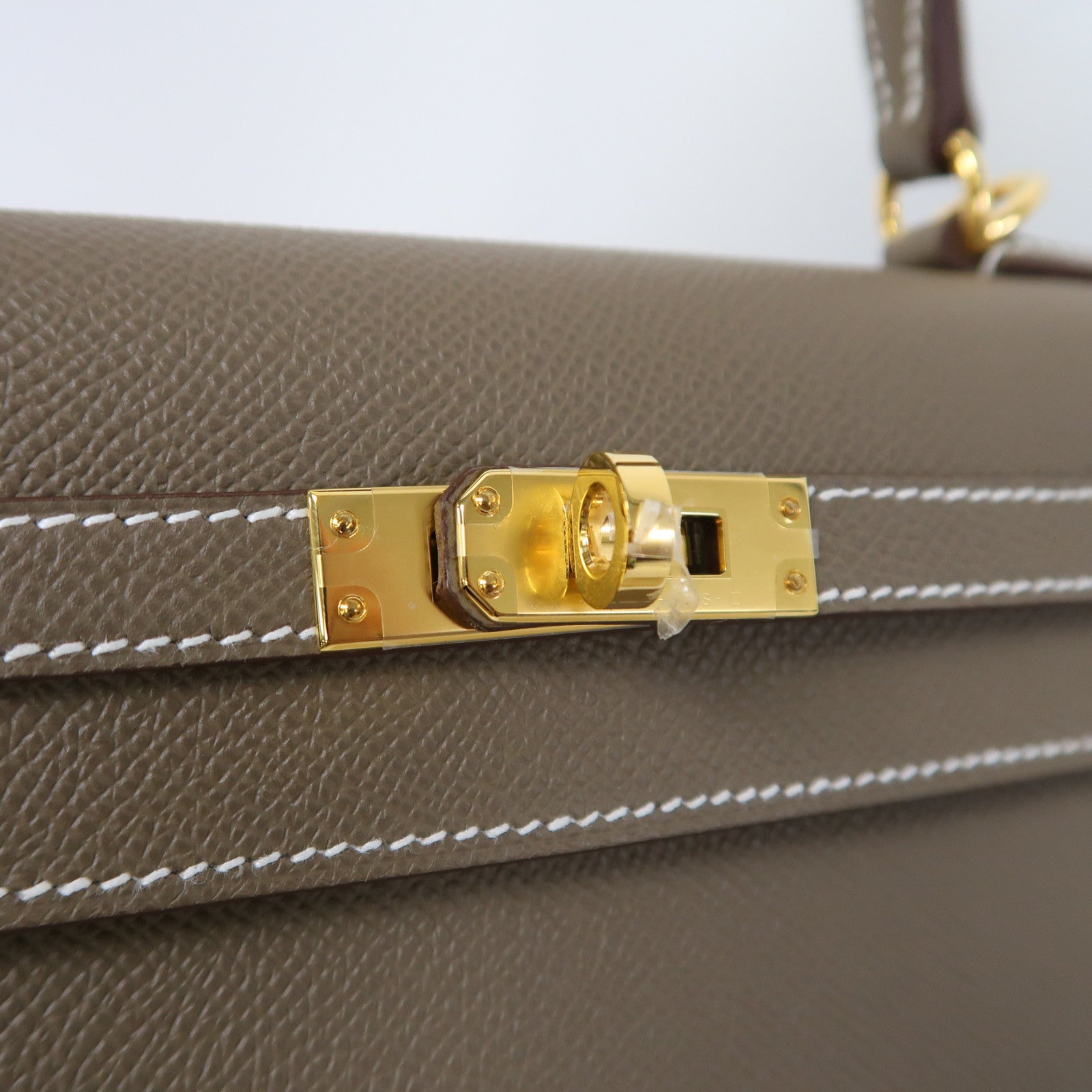 HERMES Epsom皮革Kelly 25金扣手挽肩背兩用袋大象灰色