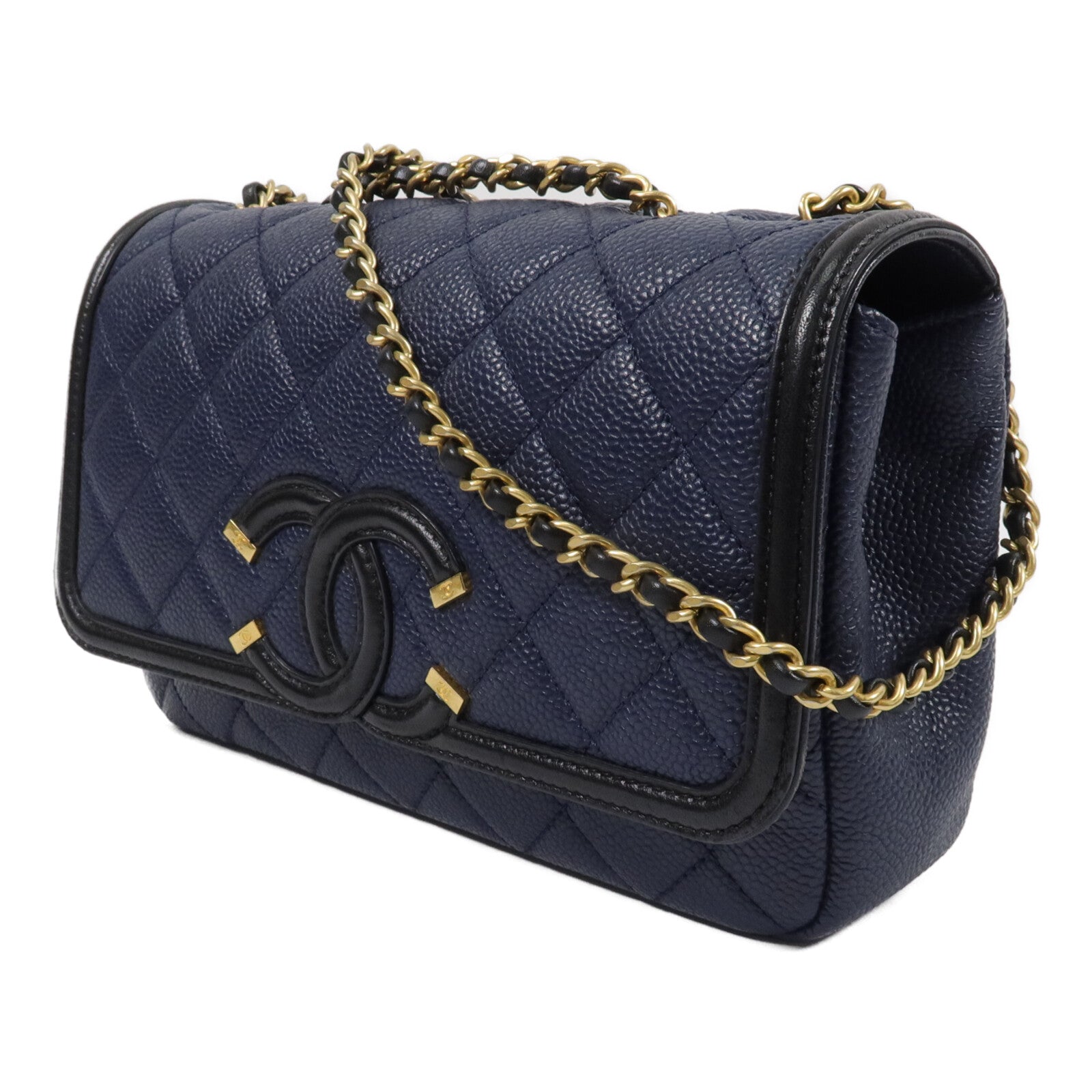 CHANEL 牛皮皮革CC Filigree Small Flap Bag鏈帶肩背袋