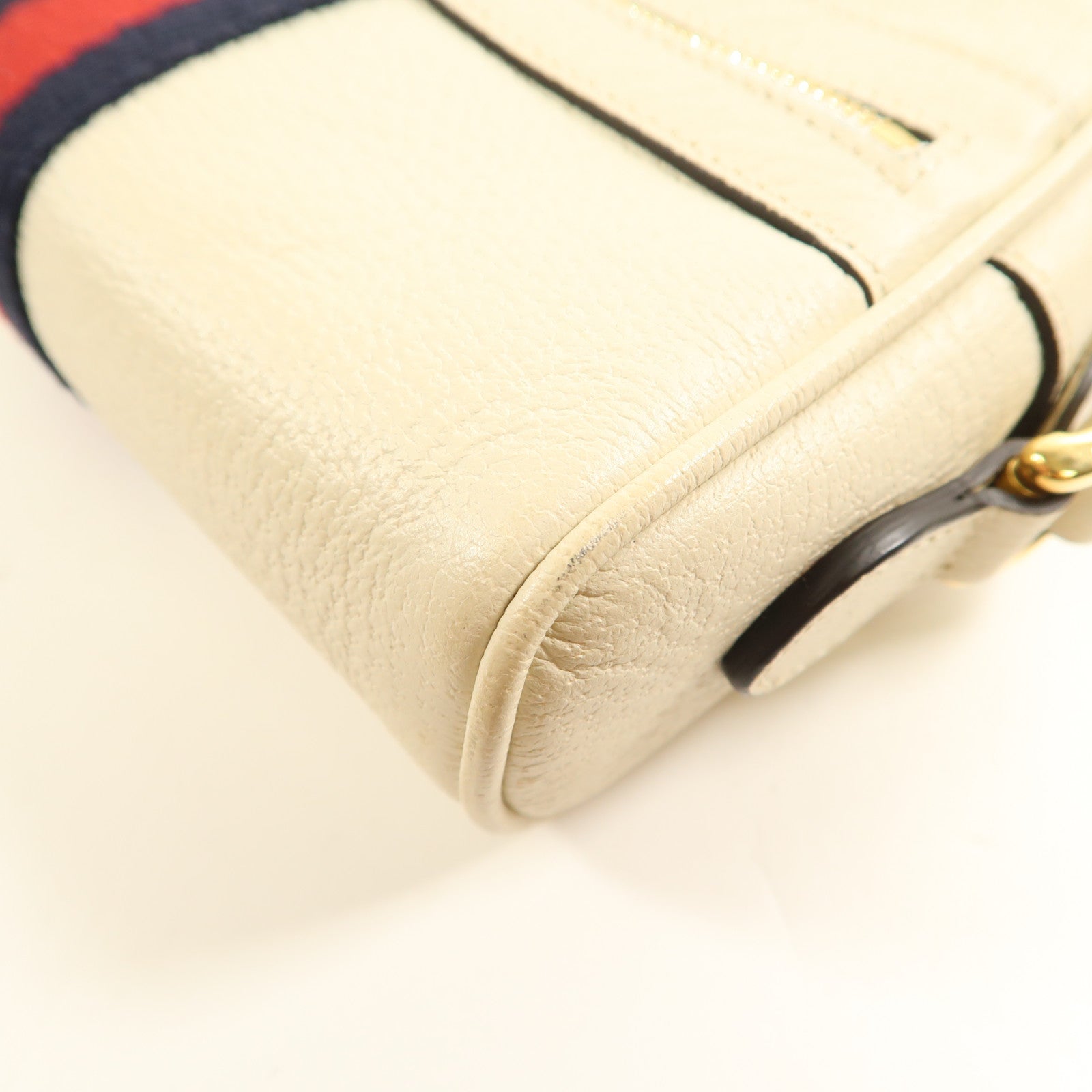 GUCCI GG GHW Ophidia Mini Shoulder Bag Calfskin Leather 517350 White