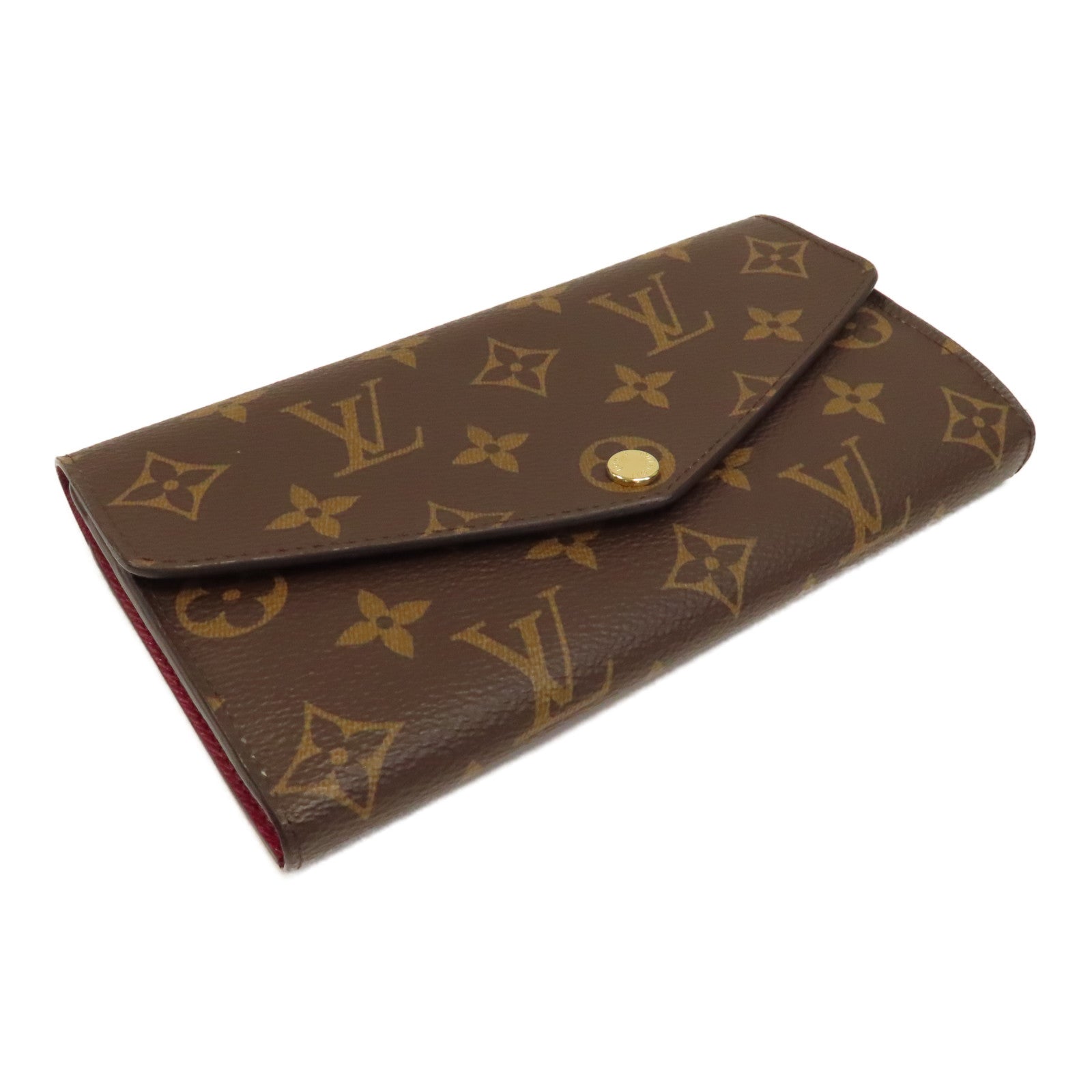 LOUIS VUITTON Monogram Long Wallet金扣啪鈕長錢包啡色