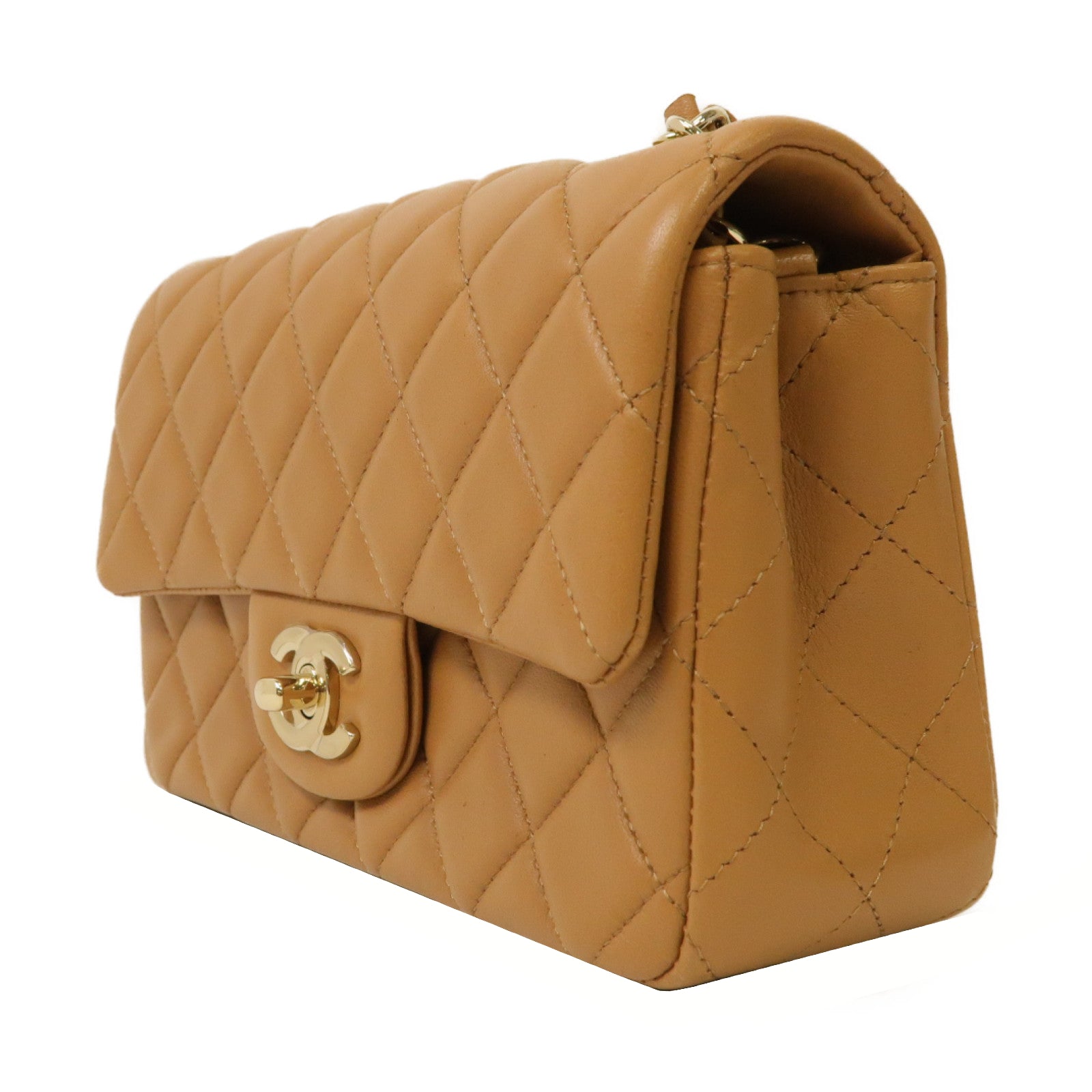 CHANEL 菱格羊皮皮革Classic 20金扣肩背袋啡色