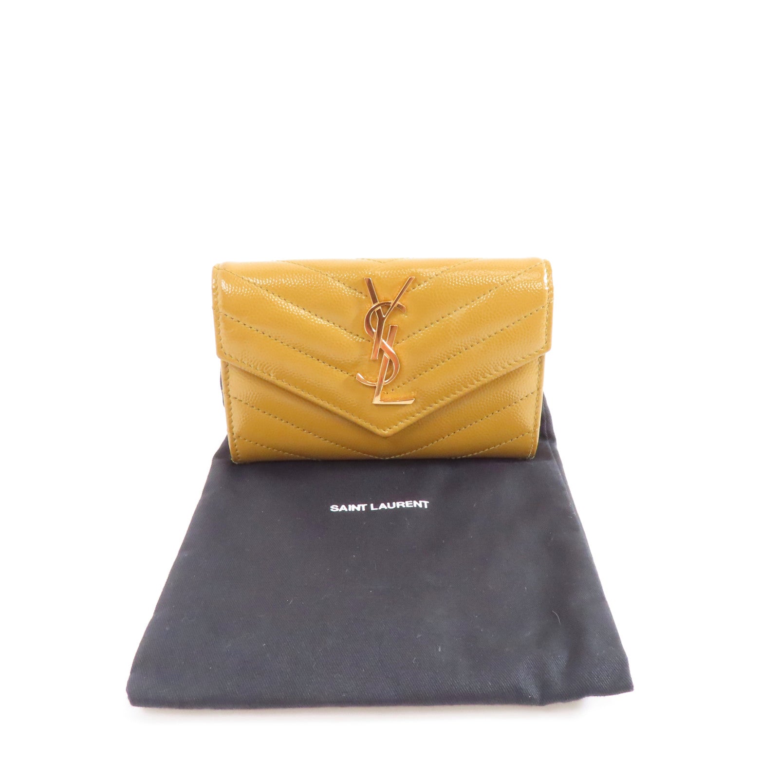 SAINT LAURENT 牛皮皮革Card Case金扣卡片套黃色
