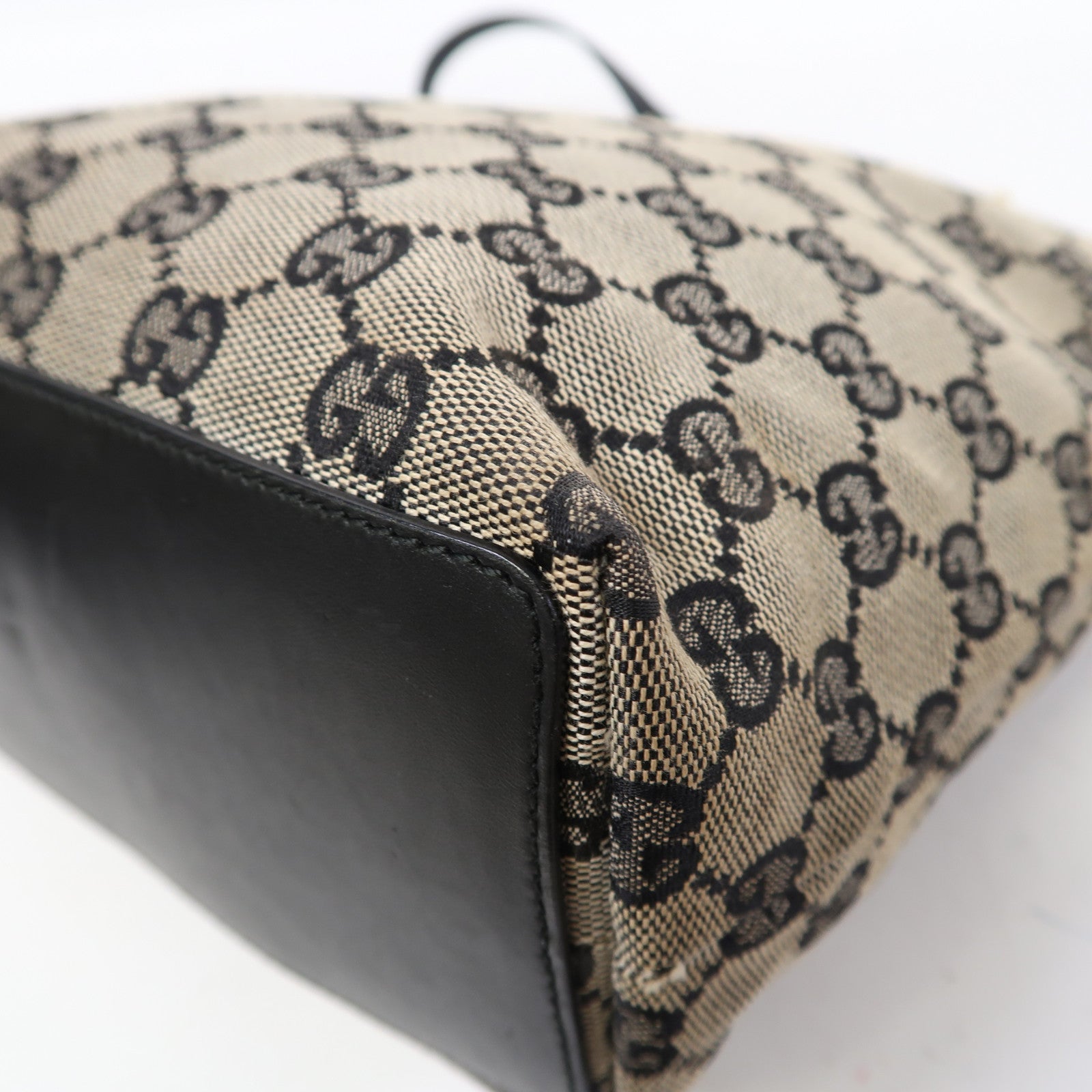GUCCI 帆布Pochette金扣肩背袋藍色/米色